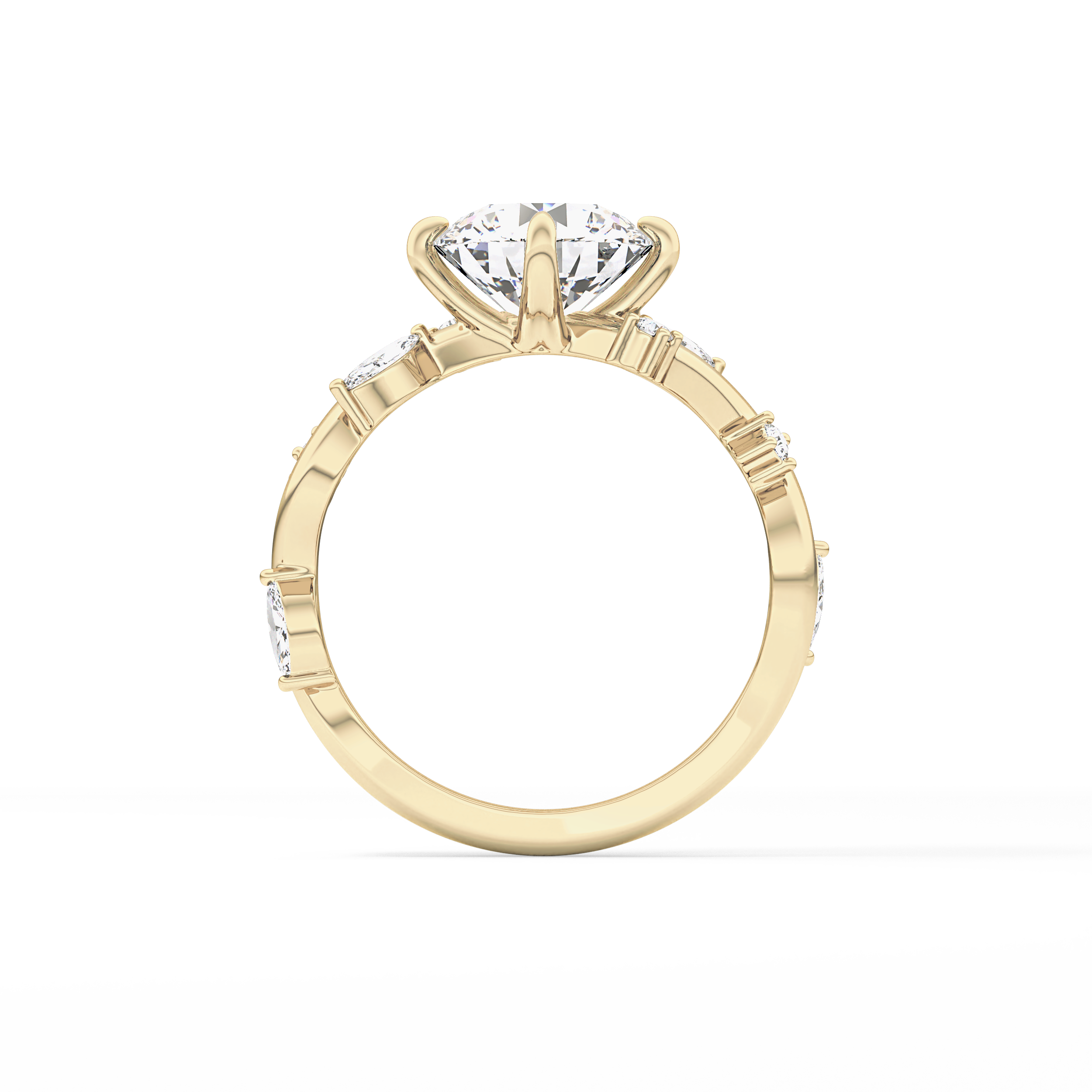 Round Twig Pave Lab Grown Diamond Engagement Ring