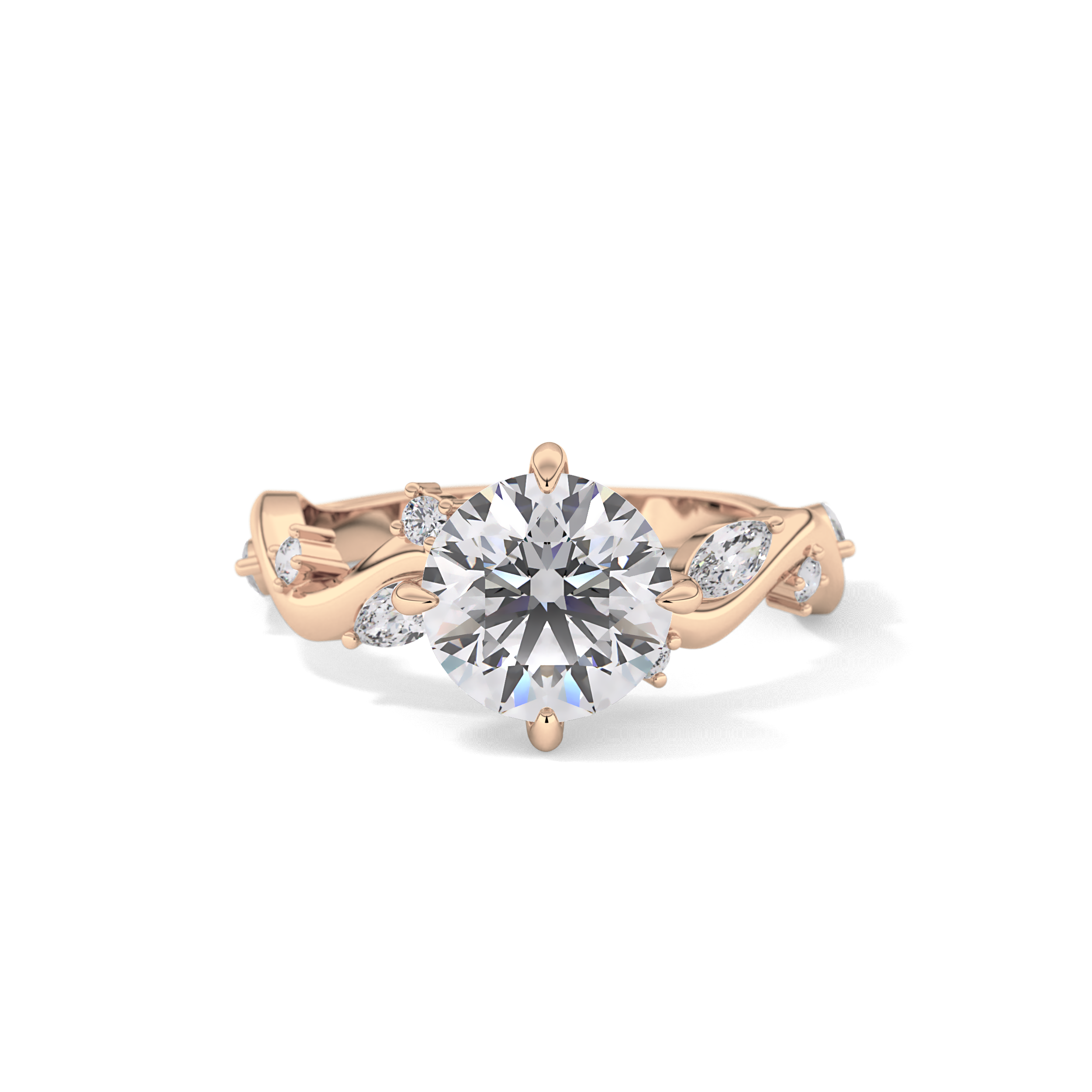 Round Twig Pave Lab Grown Diamond Engagement Ring