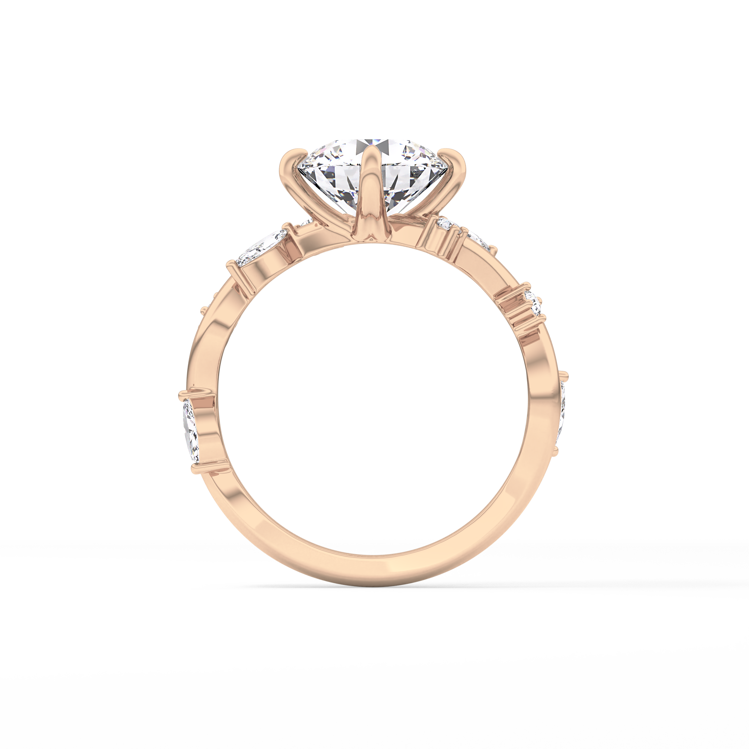 Round Twig Pave Lab Grown Diamond Engagement Ring