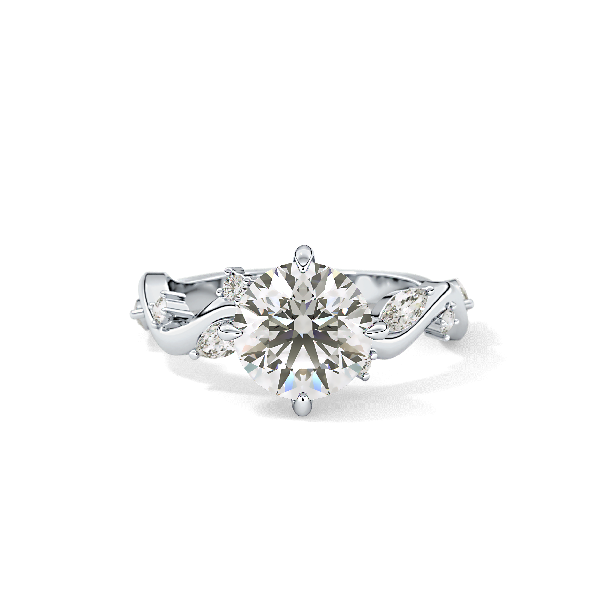 Round Twig Pave Lab Grown Diamond Engagement Ring