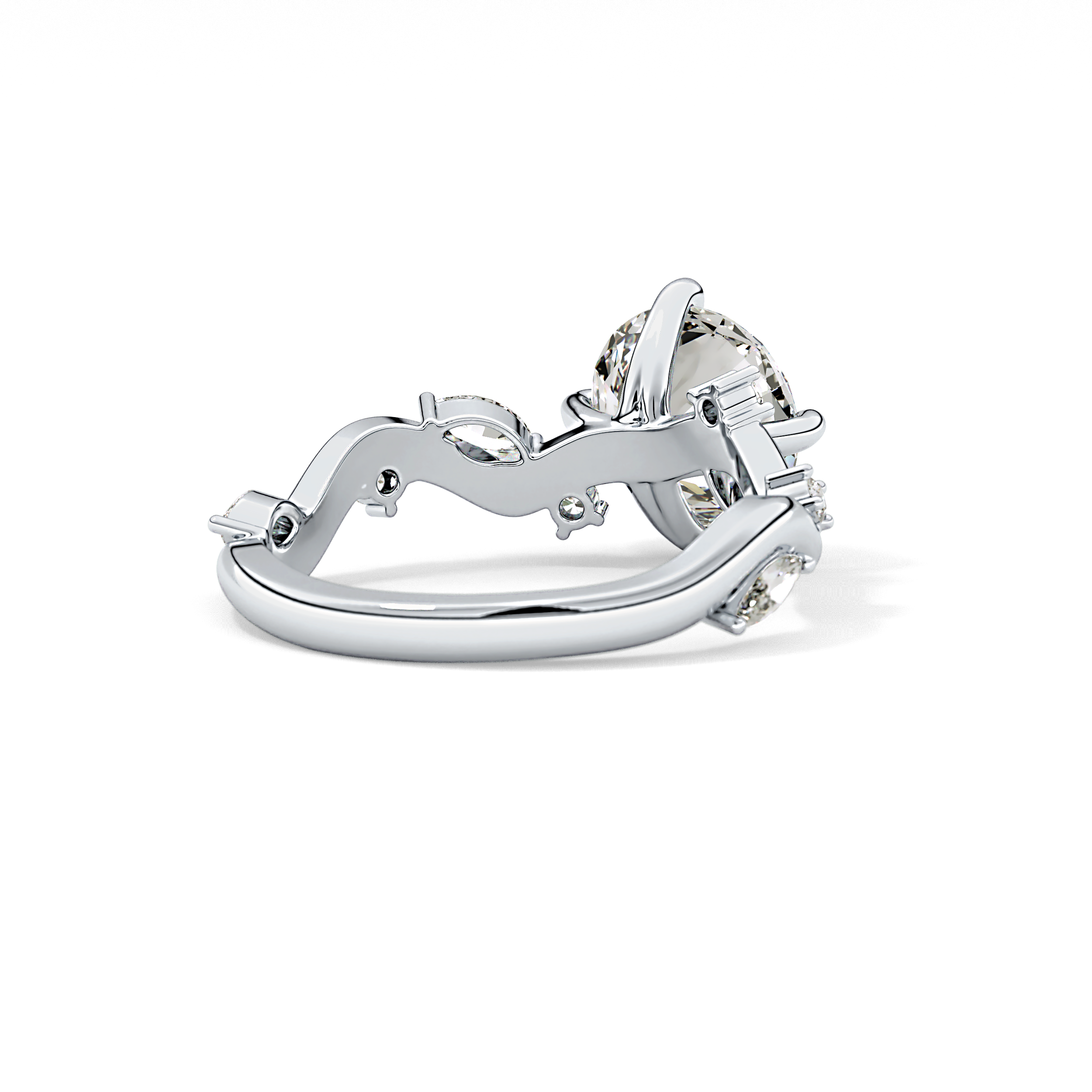 Round Twig Pave Lab Grown Diamond Engagement Ring