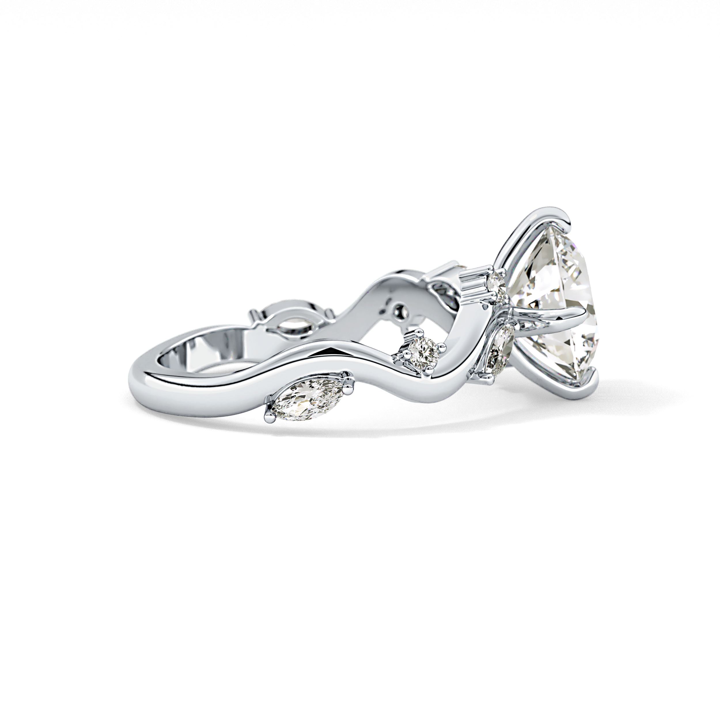 Round Twig Pave Lab Grown Diamond Engagement Ring