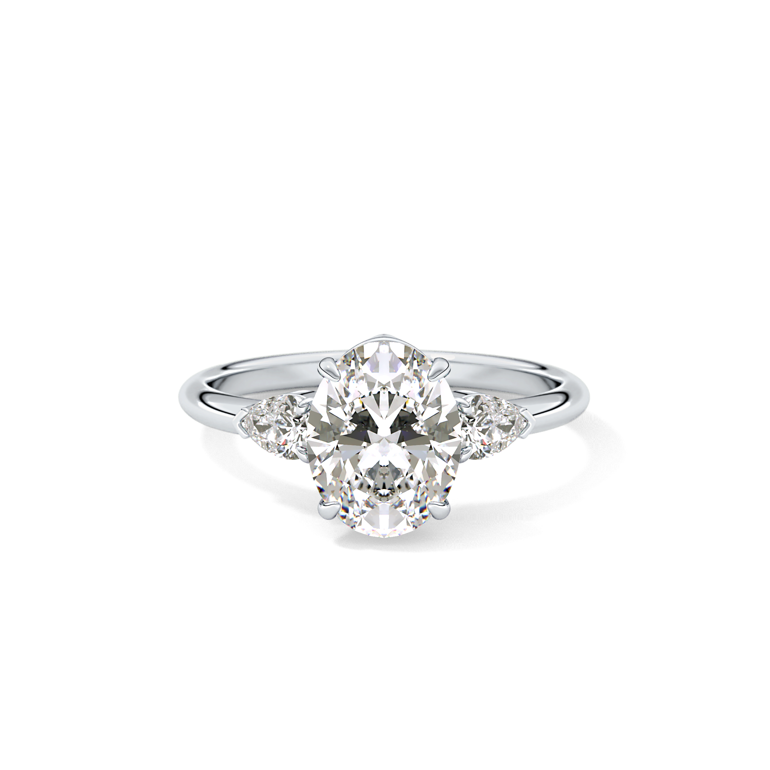 Oval Three Stone Lab Grown Diamond Engagement Ring