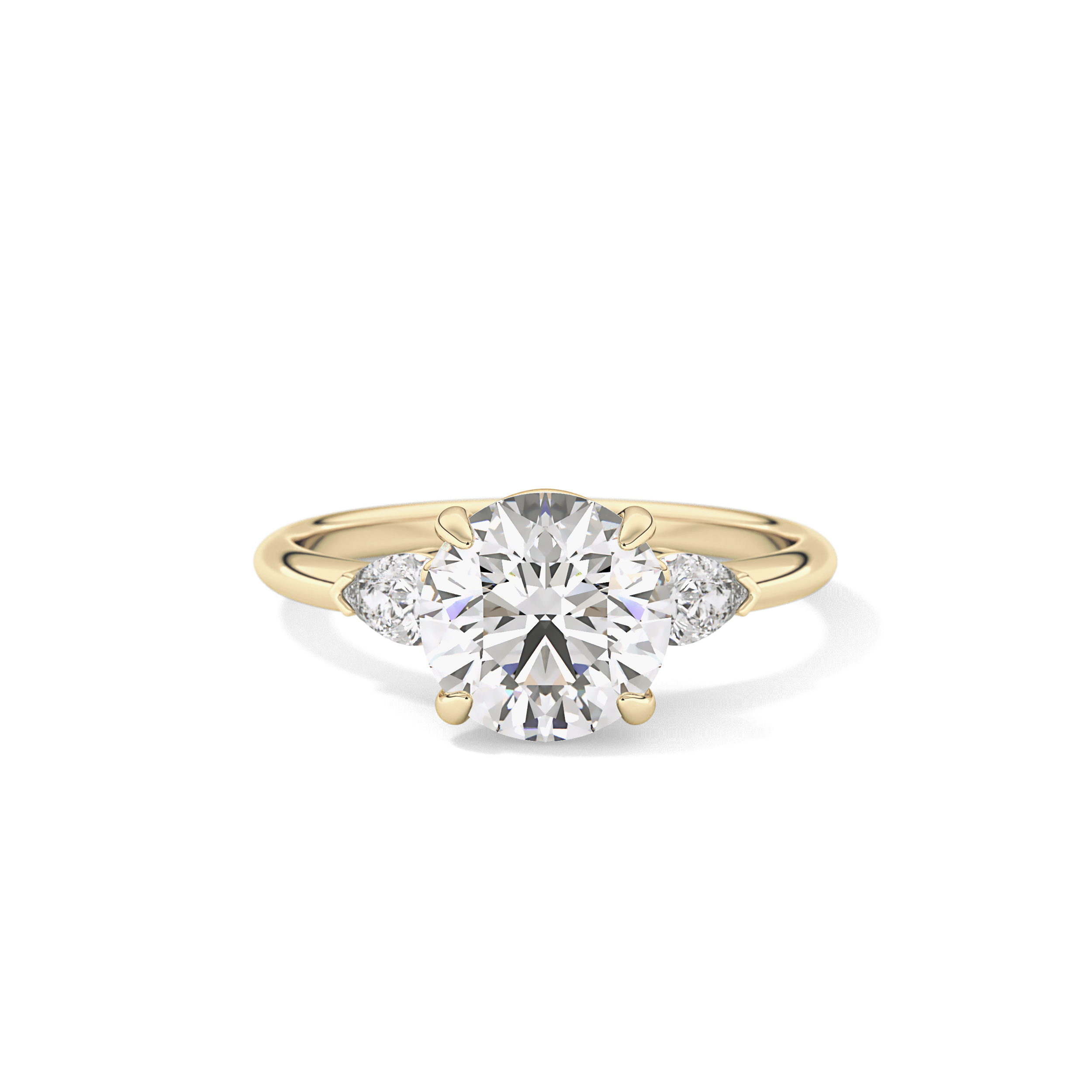Round Three Stone Lab Grown Diamond Engagement Ring