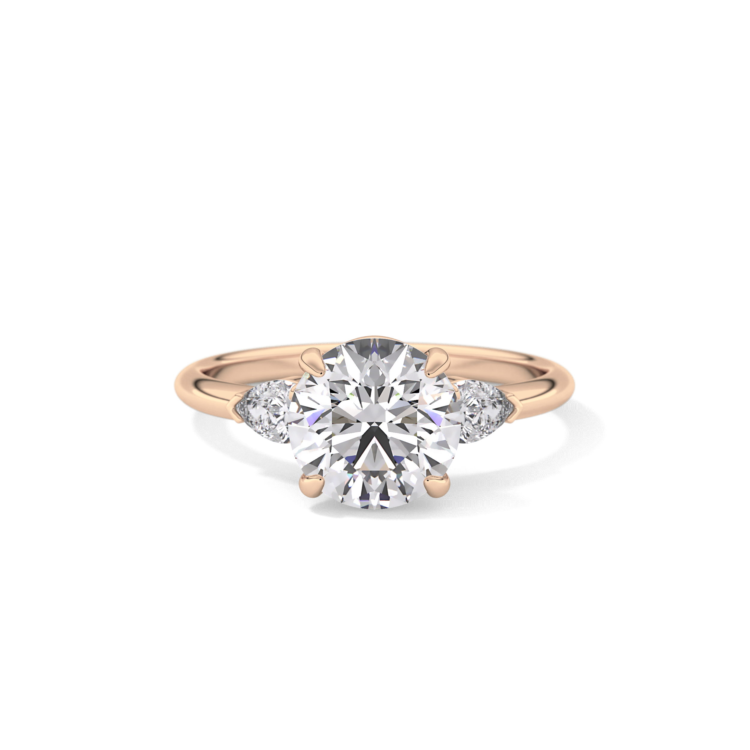Round Three Stone Lab Grown Diamond Engagement Ring