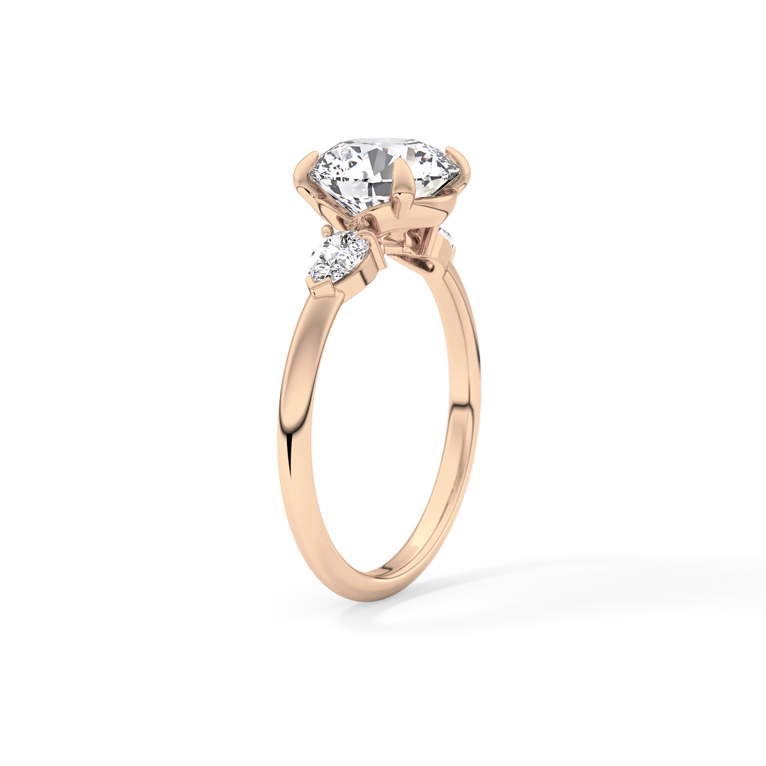 Round Three Stone Lab Grown Diamond Engagement Ring