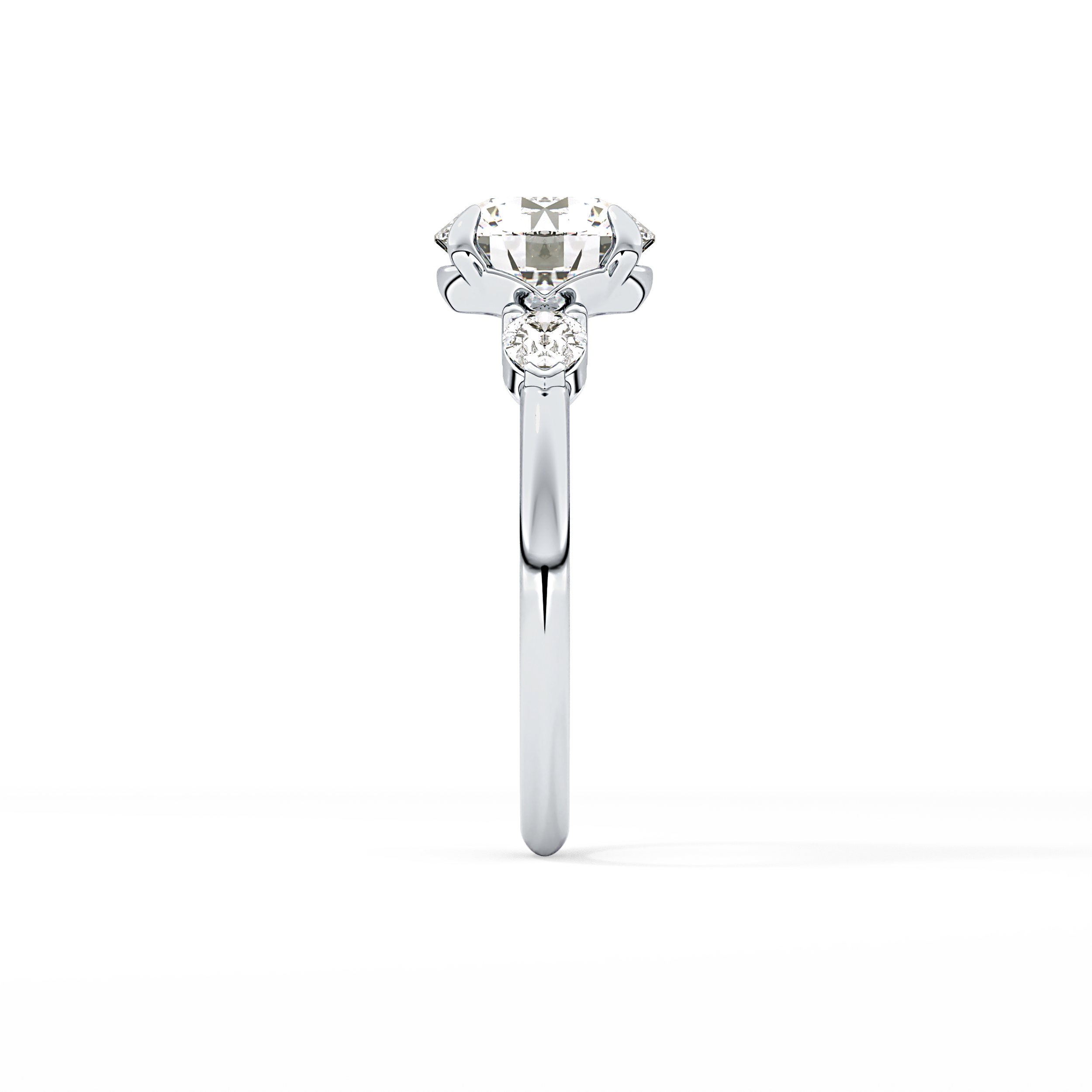 Round Three Stone Lab Grown Diamond Engagement Ring