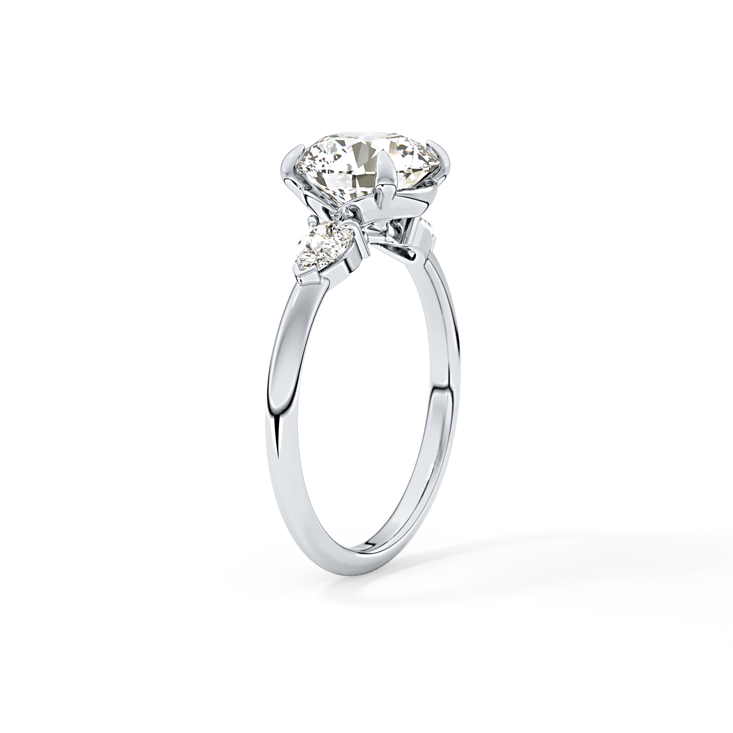 Round Three Stone Lab Grown Diamond Engagement Ring