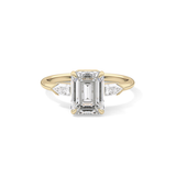 Emerald Three Stone Lab Grown Diamond Engagement Ring