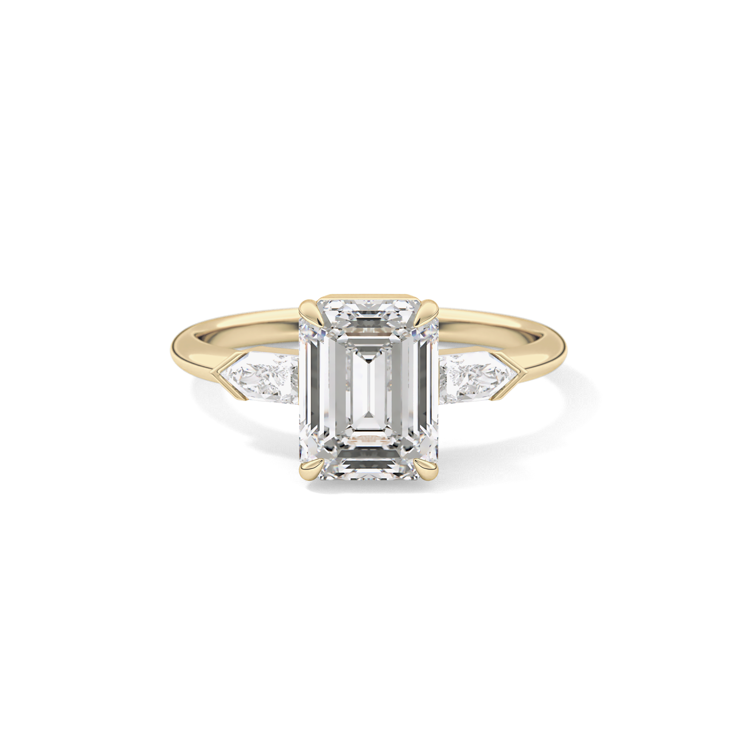 Emerald Three Stone Lab Grown Diamond Engagement Ring