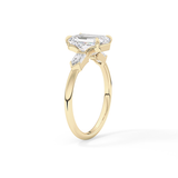 Emerald Three Stone Lab Grown Diamond Engagement Ring
