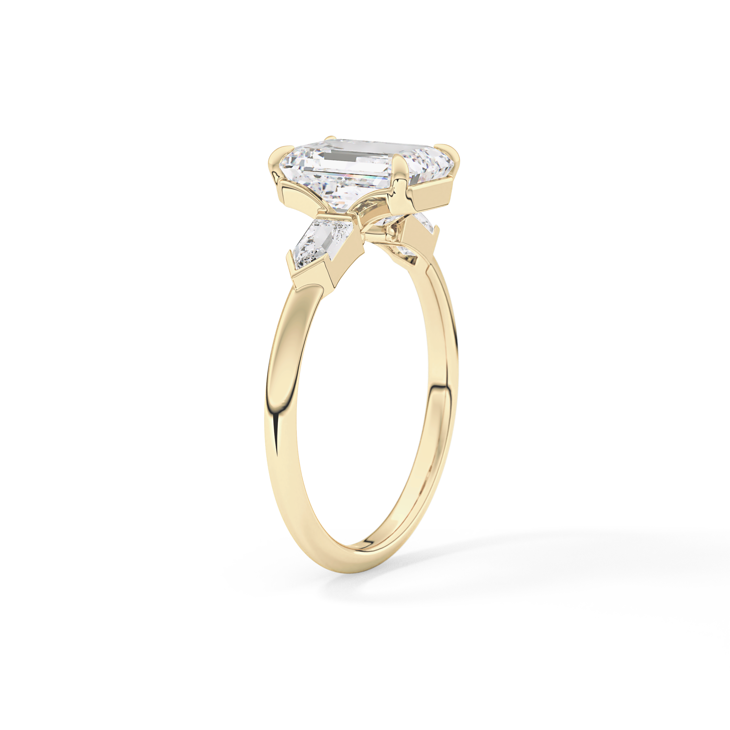 Emerald Three Stone Lab Grown Diamond Engagement Ring