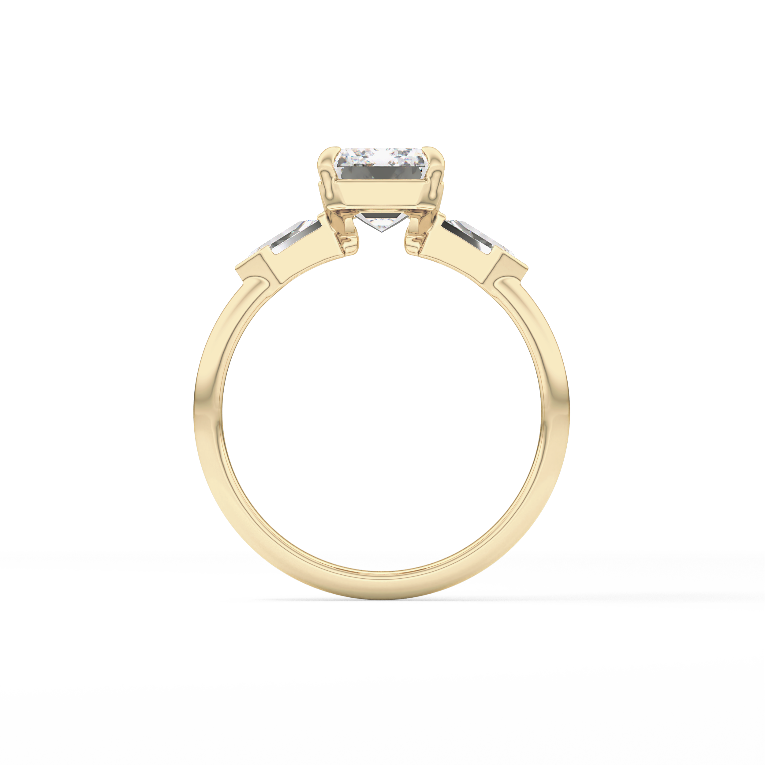 Emerald Three Stone Lab Grown Diamond Engagement Ring