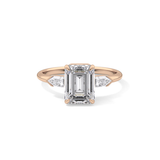 Emerald Three Stone Lab Grown Diamond Engagement Ring