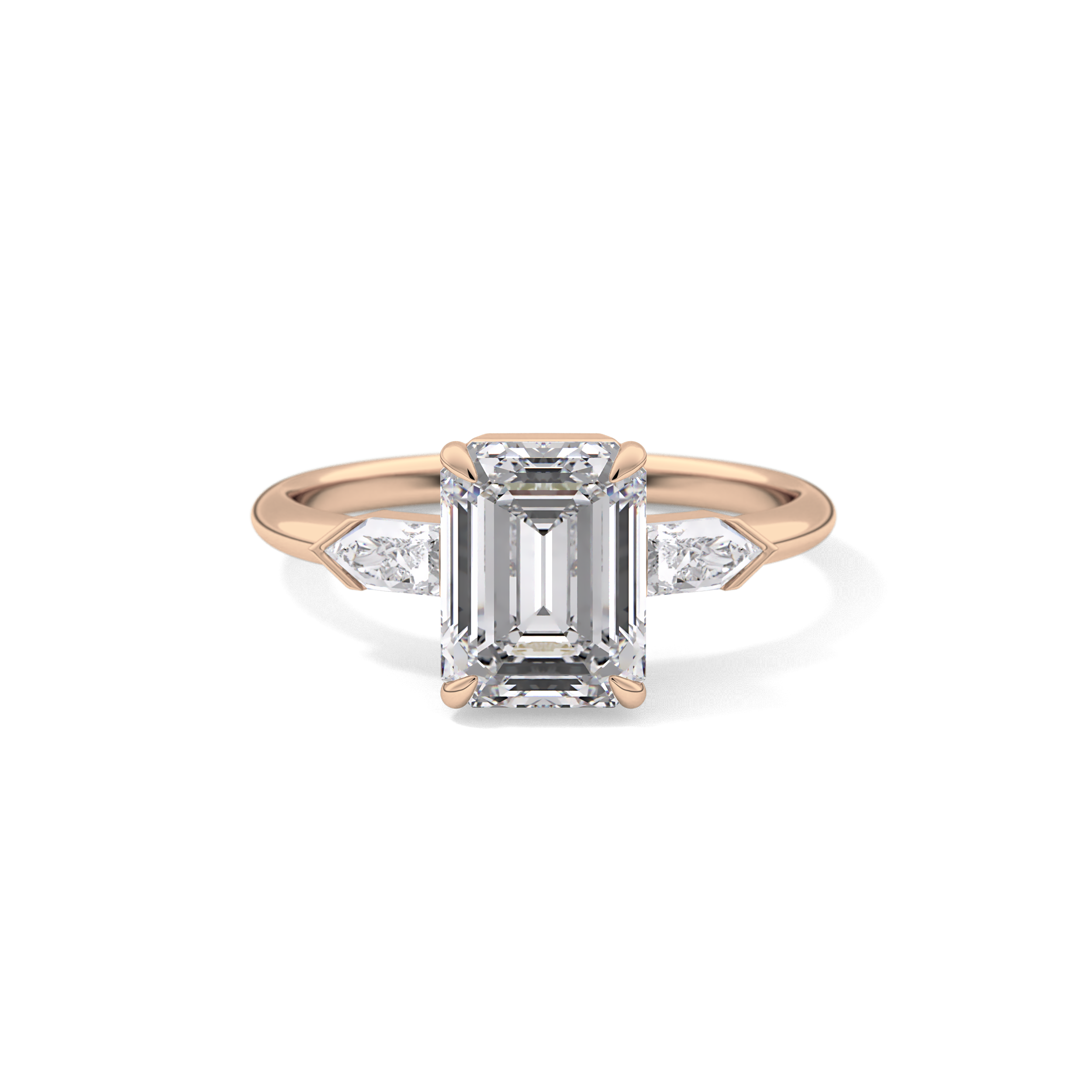 Emerald Three Stone Lab Grown Diamond Engagement Ring
