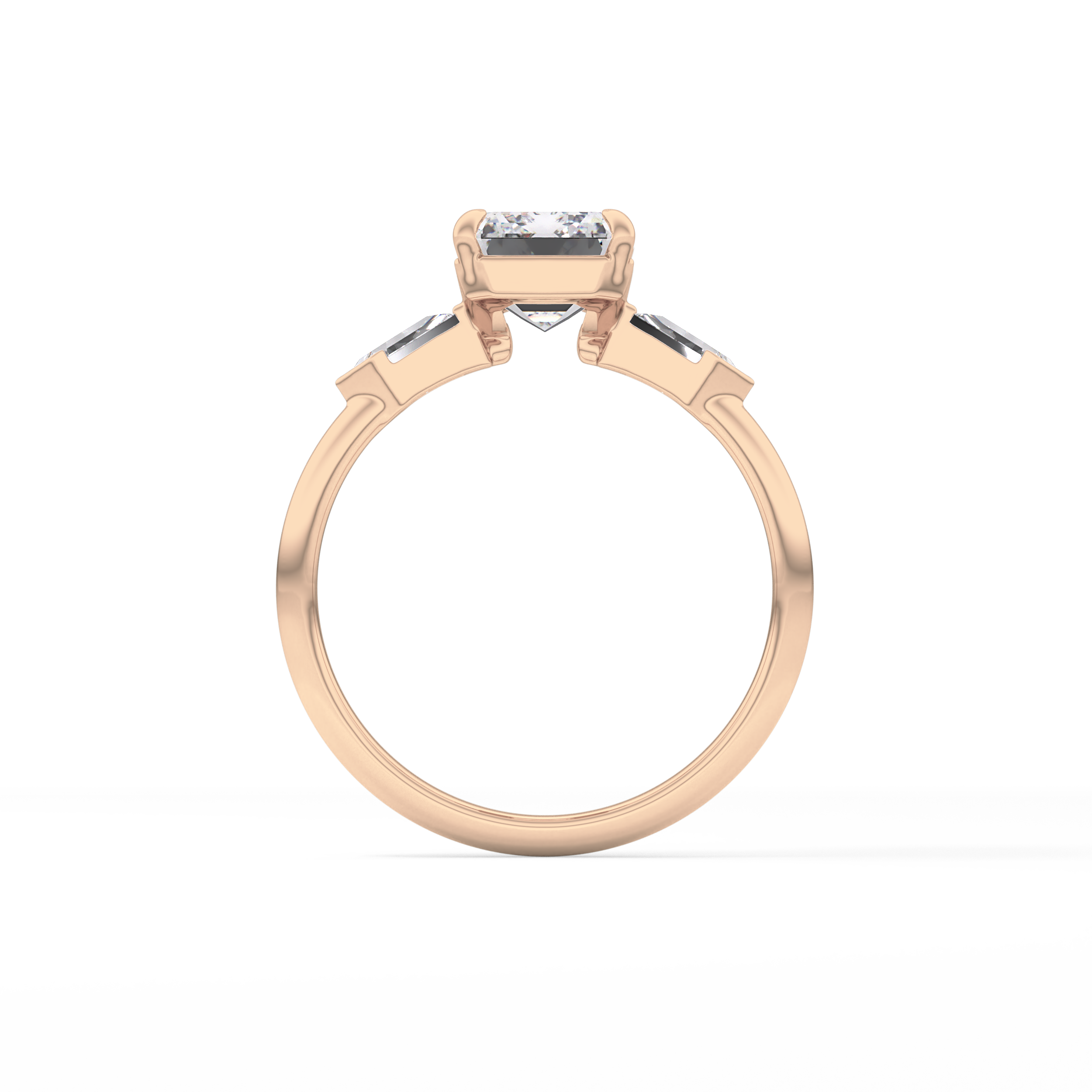 Emerald Three Stone Lab Grown Diamond Engagement Ring