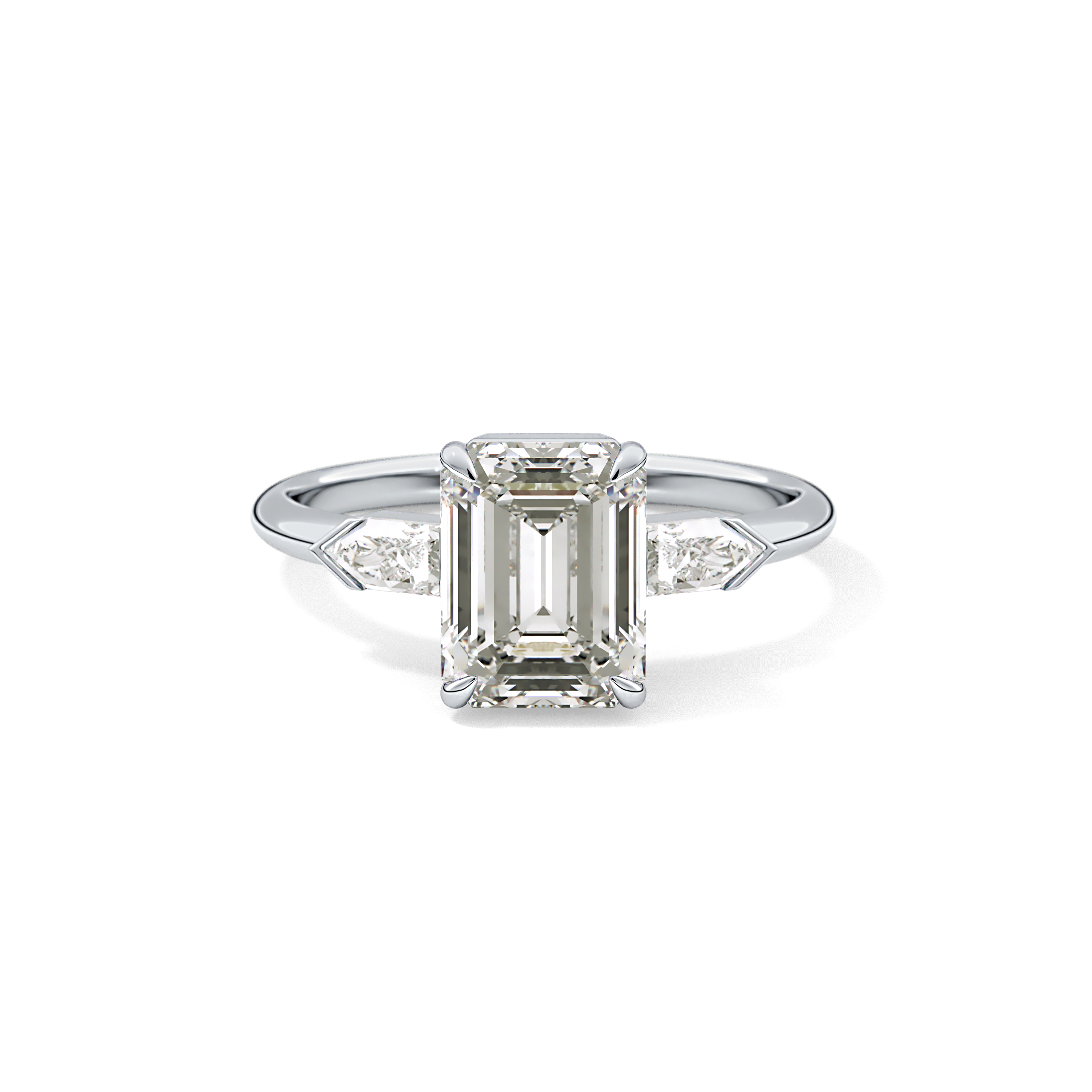 Emerald Three Stone Lab Grown Diamond Engagement Ring