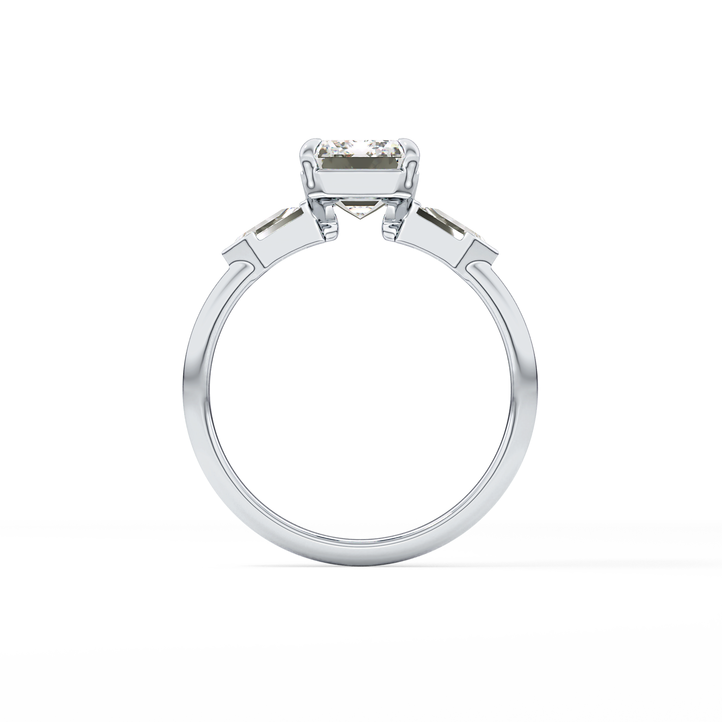 Emerald Three Stone Lab Grown Diamond Engagement Ring