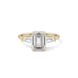 Emerald Three Stone Lab Grown Diamond Engagement Ring