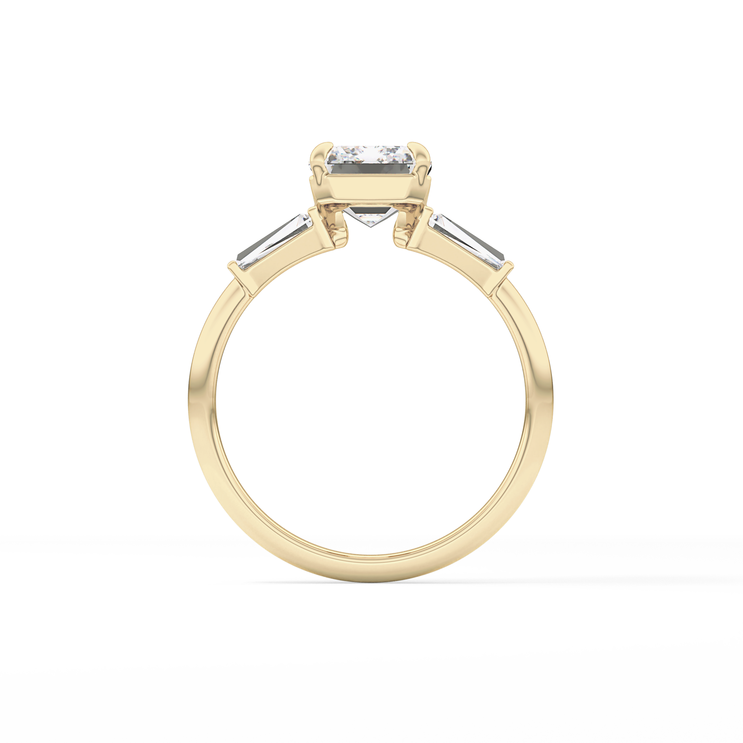 Emerald Three Stone Lab Grown Diamond Engagement Ring