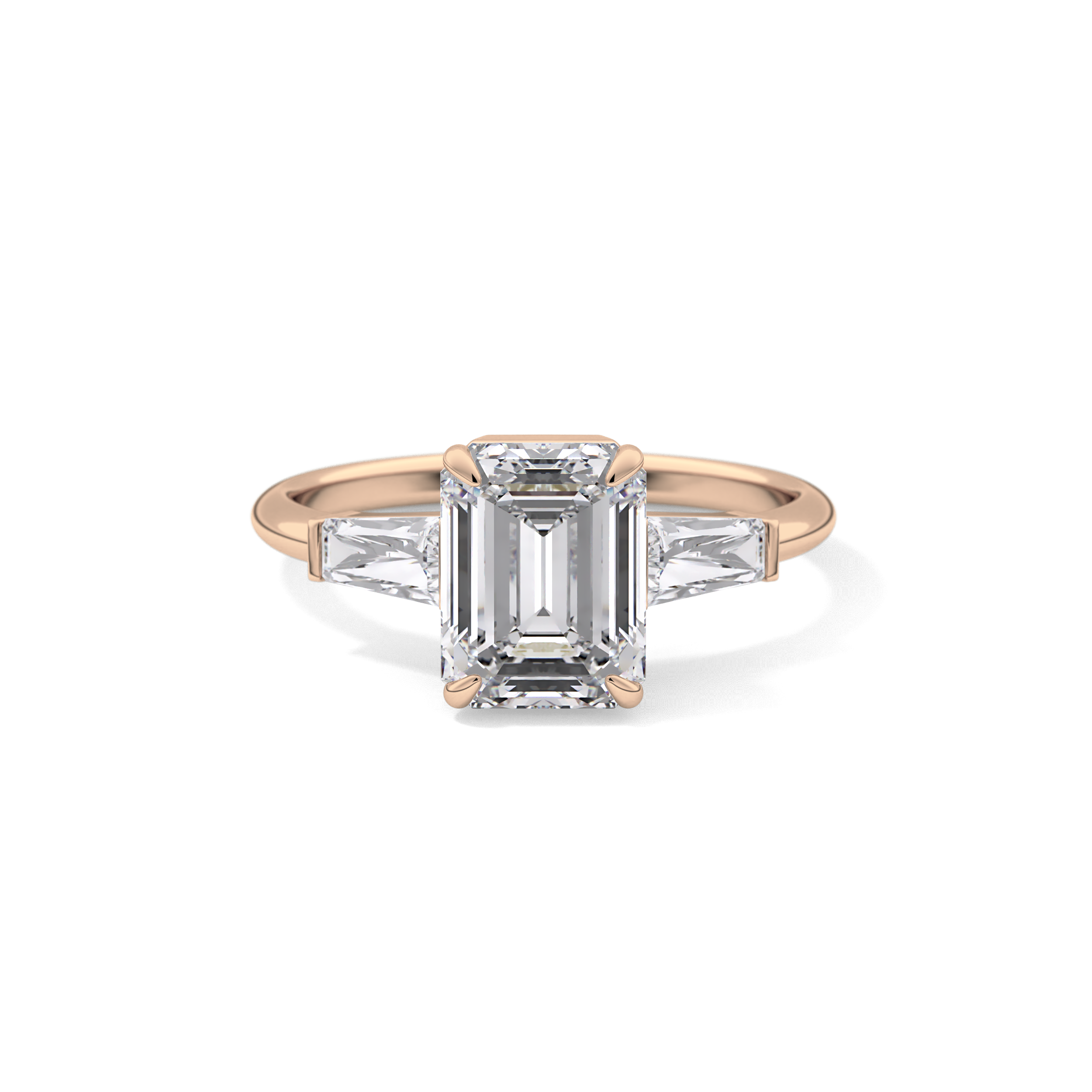 Emerald Three Stone Lab Grown Diamond Engagement Ring