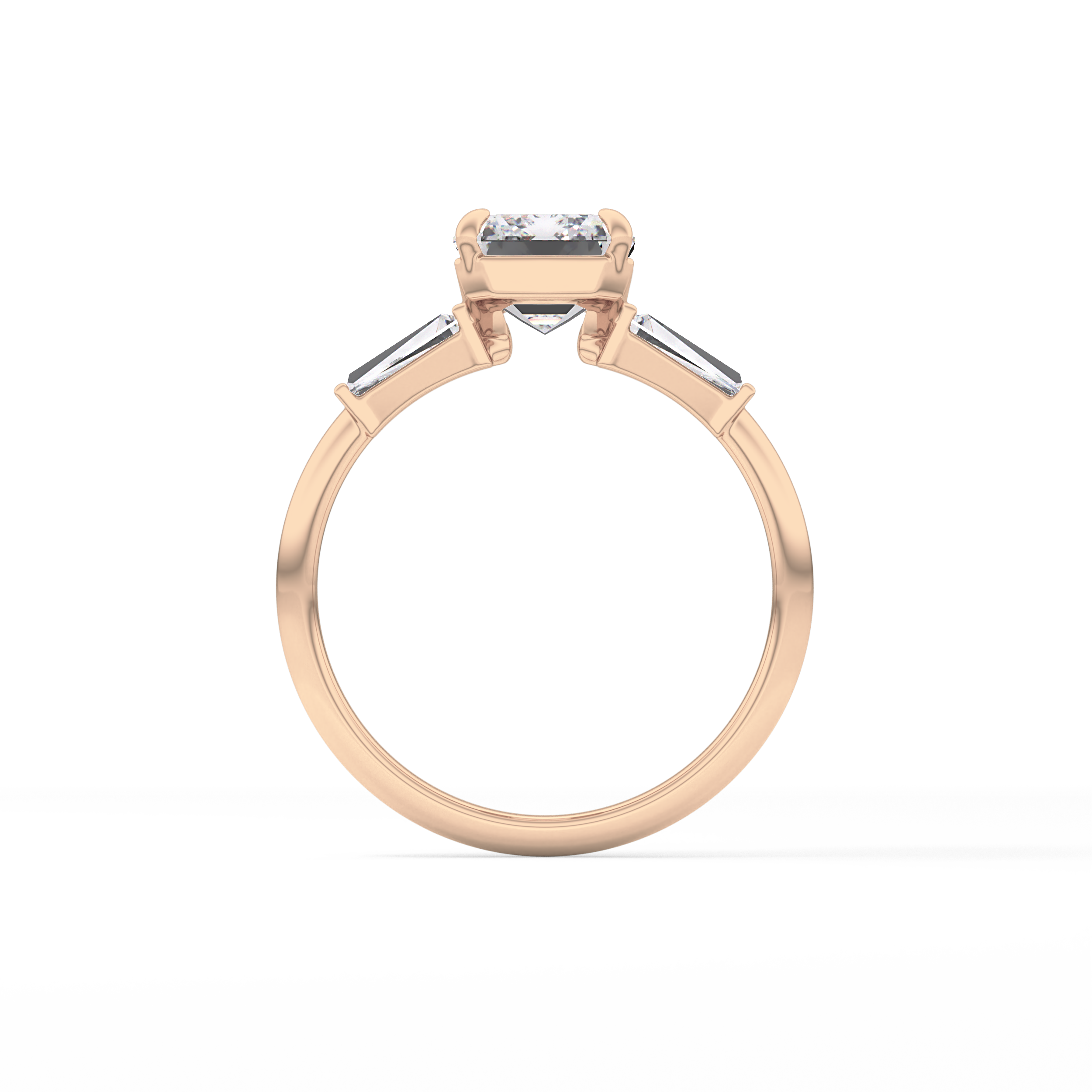 Emerald Three Stone Lab Grown Diamond Engagement Ring