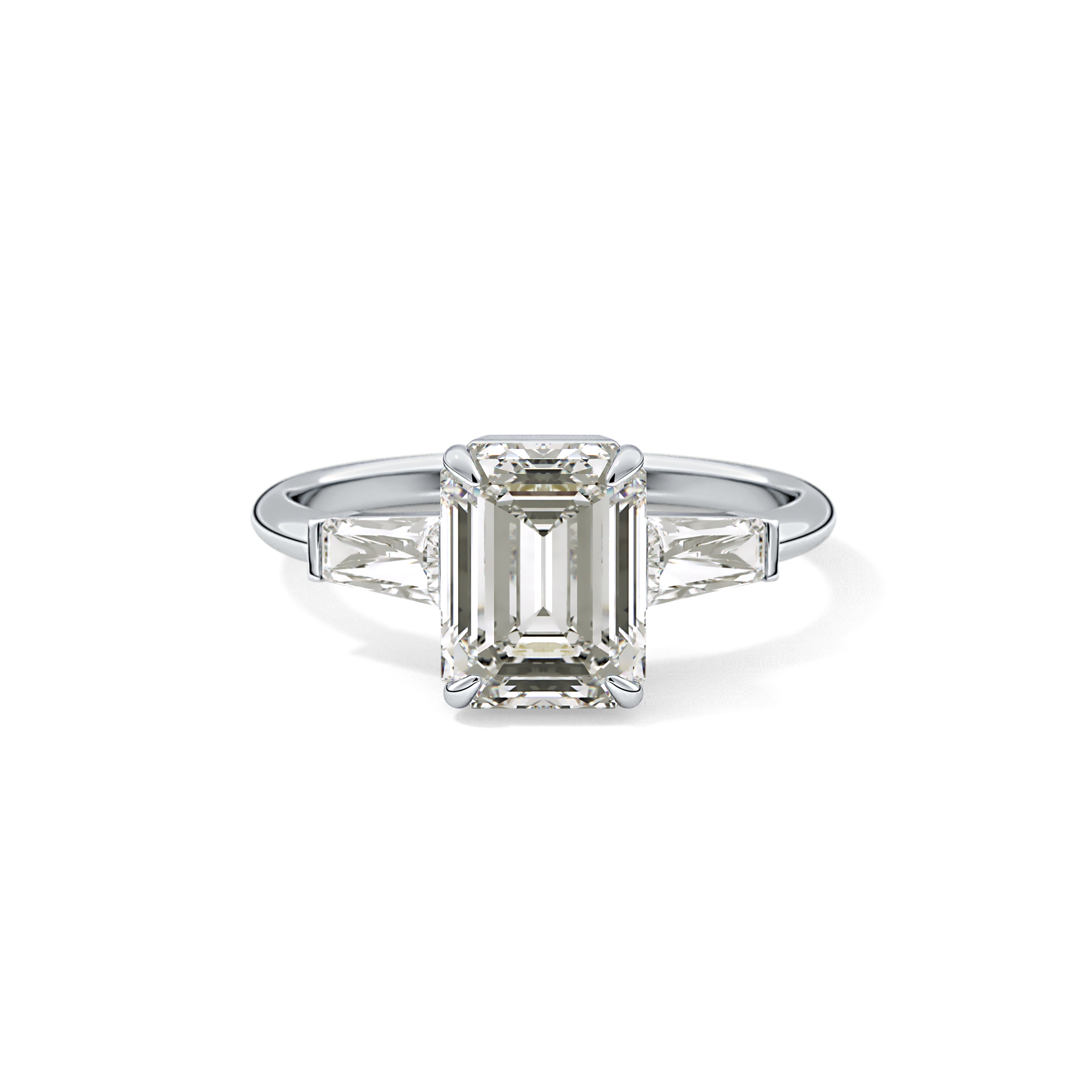 Emerald Three Stone Lab Grown Diamond Engagement Ring