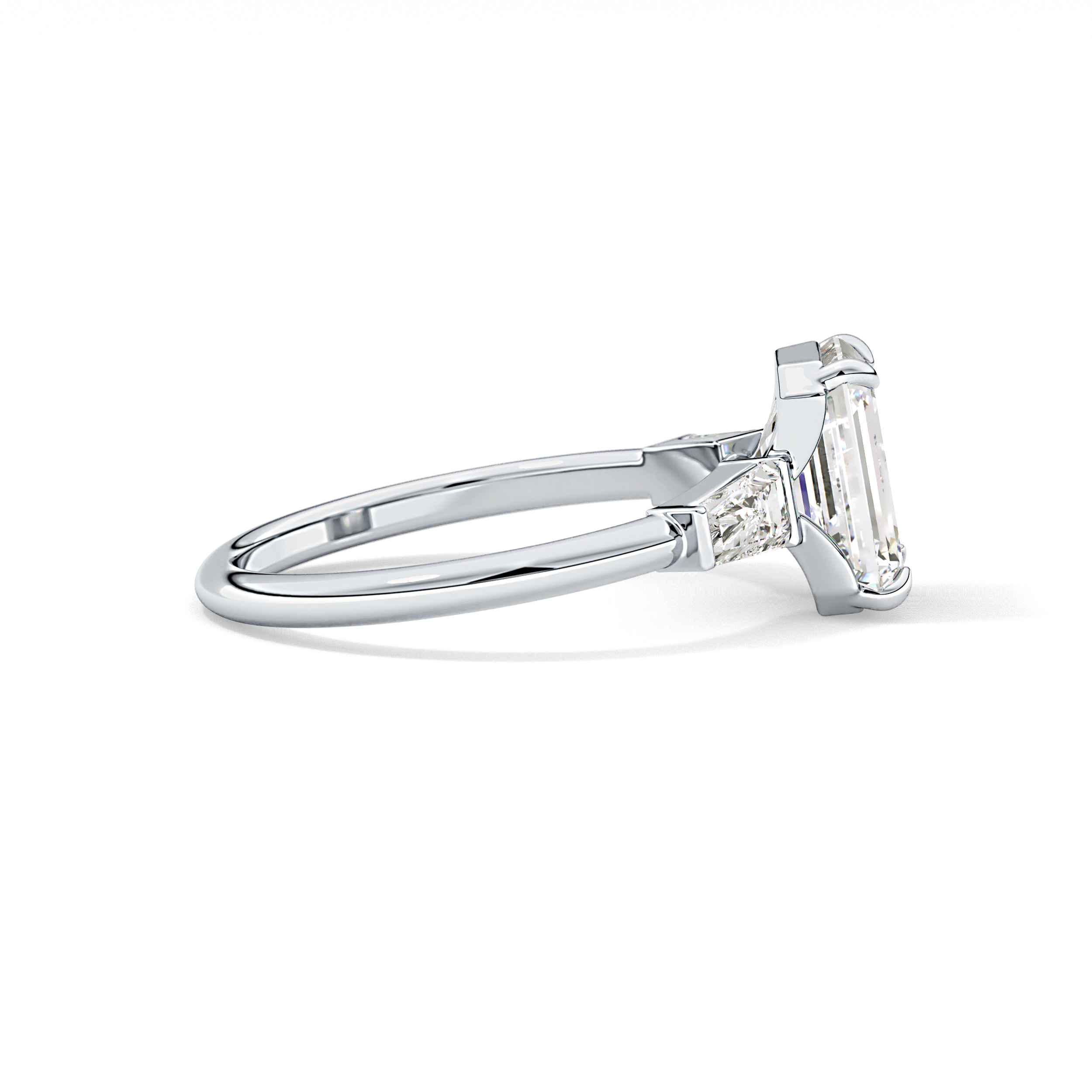 Emerald Three Stone Lab Grown Diamond Engagement Ring