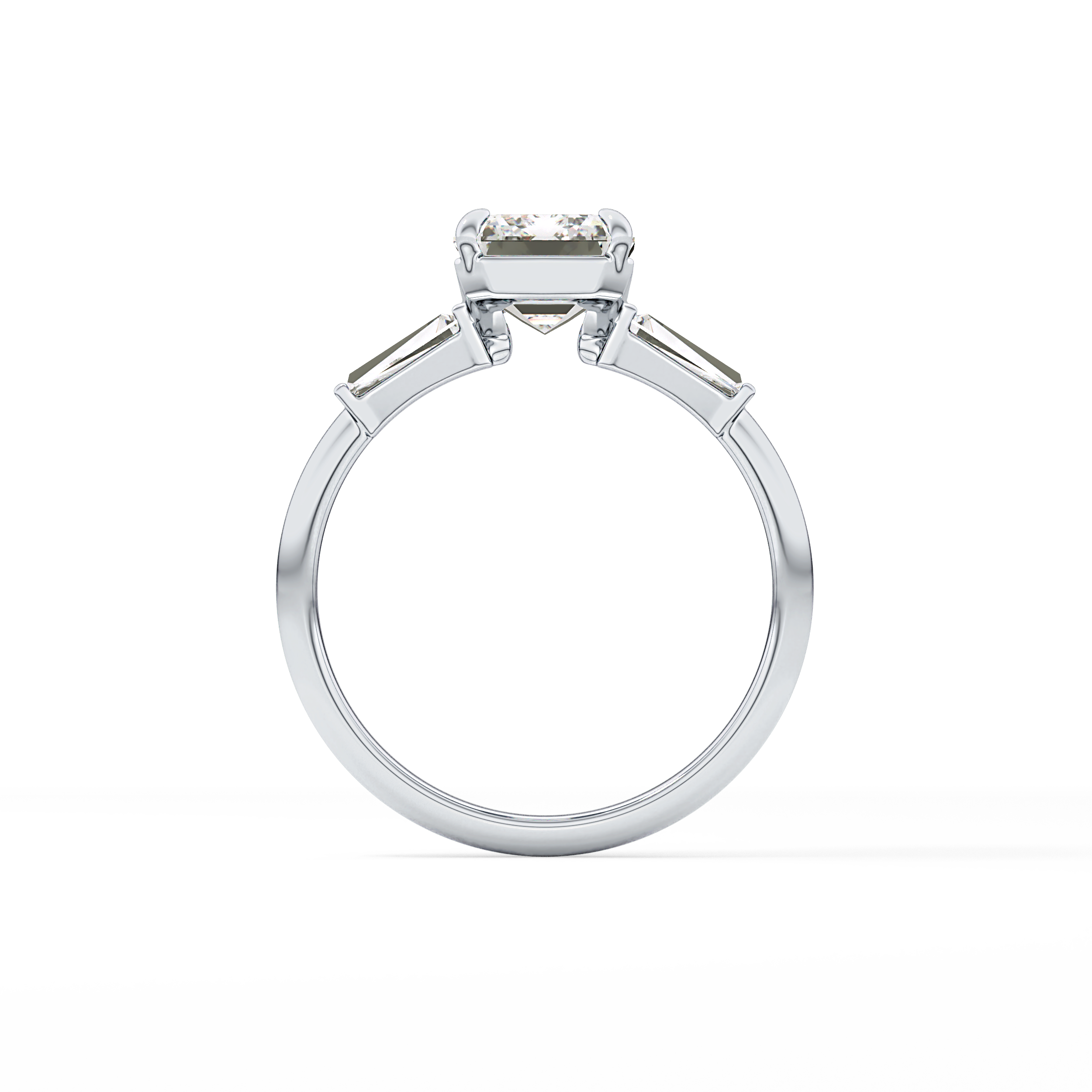 Emerald Three Stone Lab Grown Diamond Engagement Ring