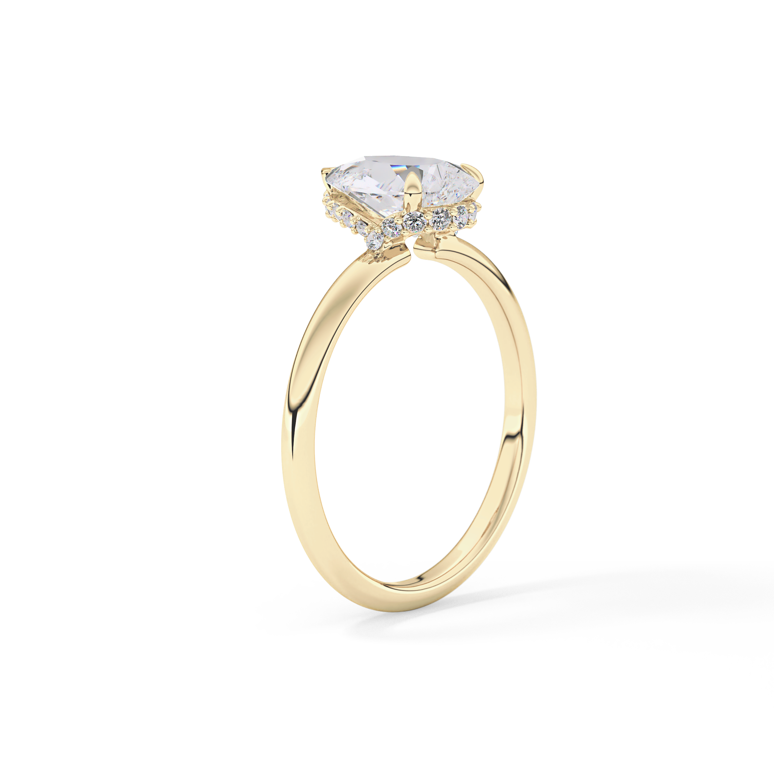 Pear Hidden Halo Lab Grown Diamond Engagement Ring
