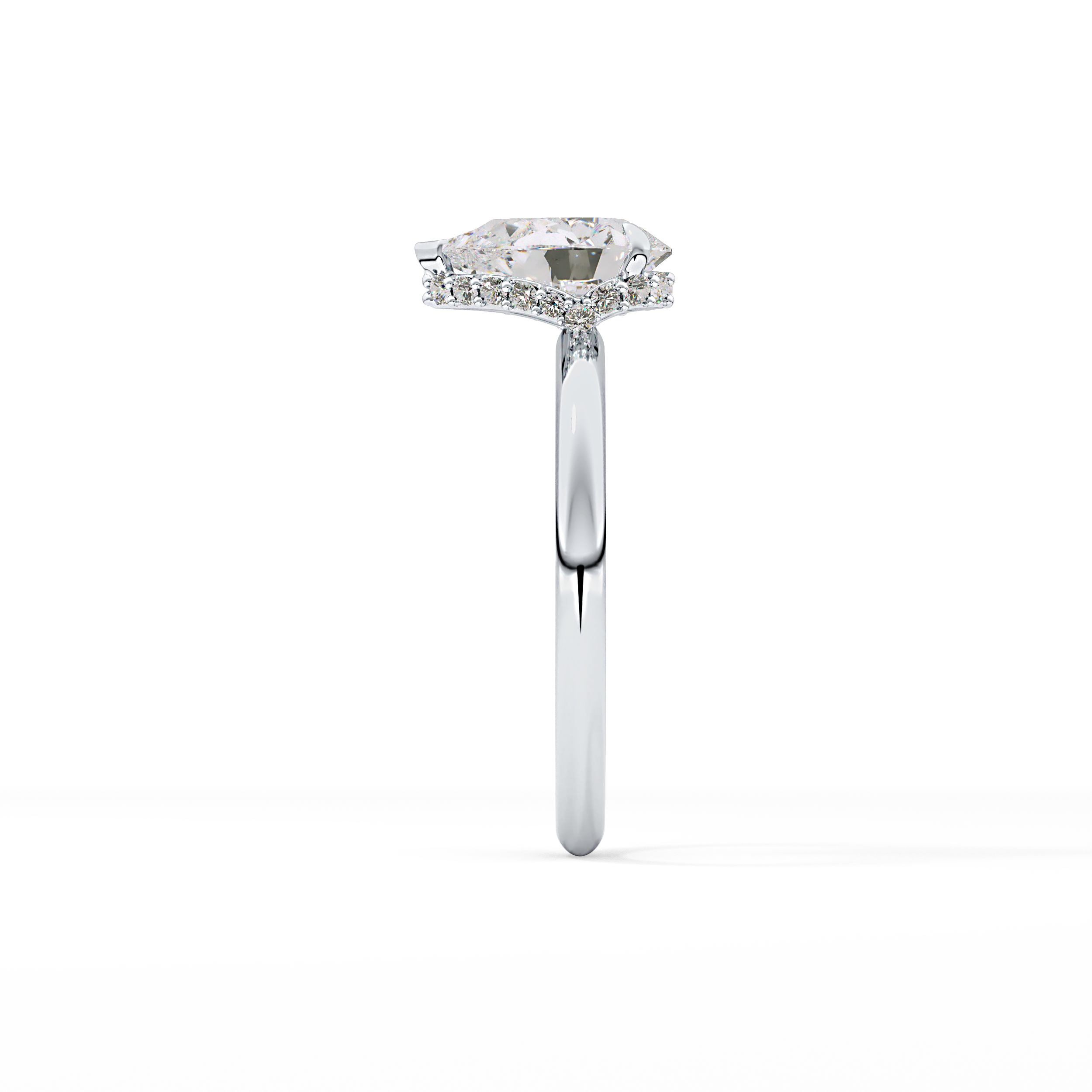 Pear Hidden Halo Lab Grown Diamond Engagement Ring