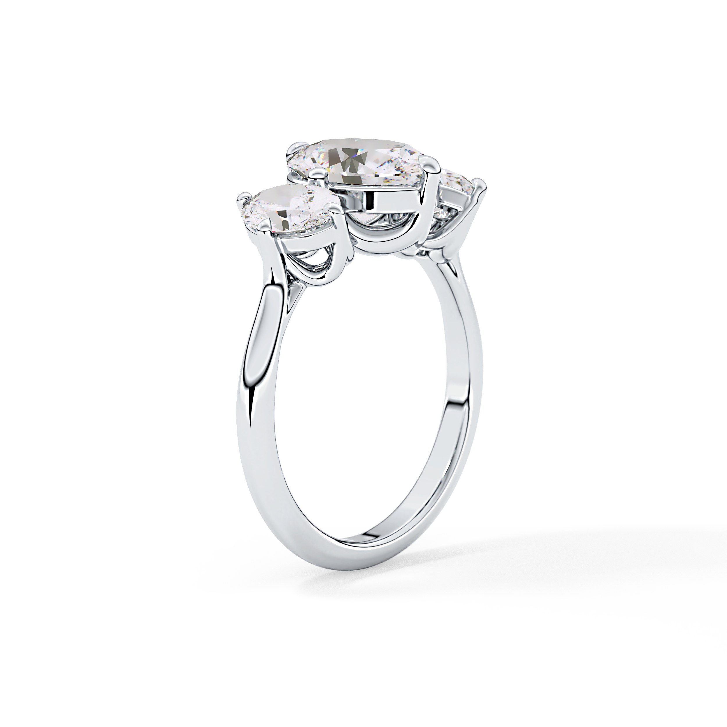 Oval Three Stone Lab Grown Diamond Engagement Ring