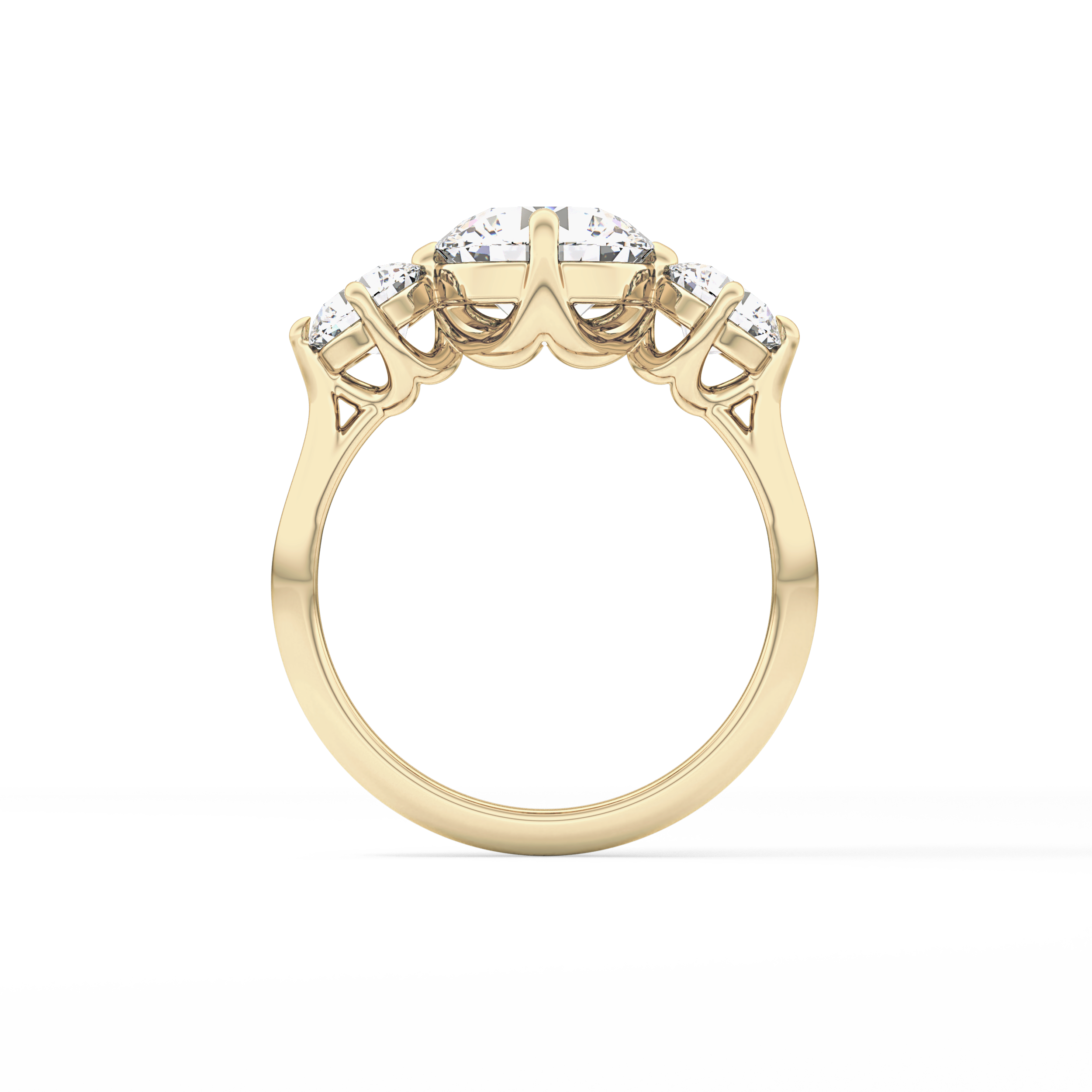 Round Three Stone Lab Grown Diamond Engagement Ring