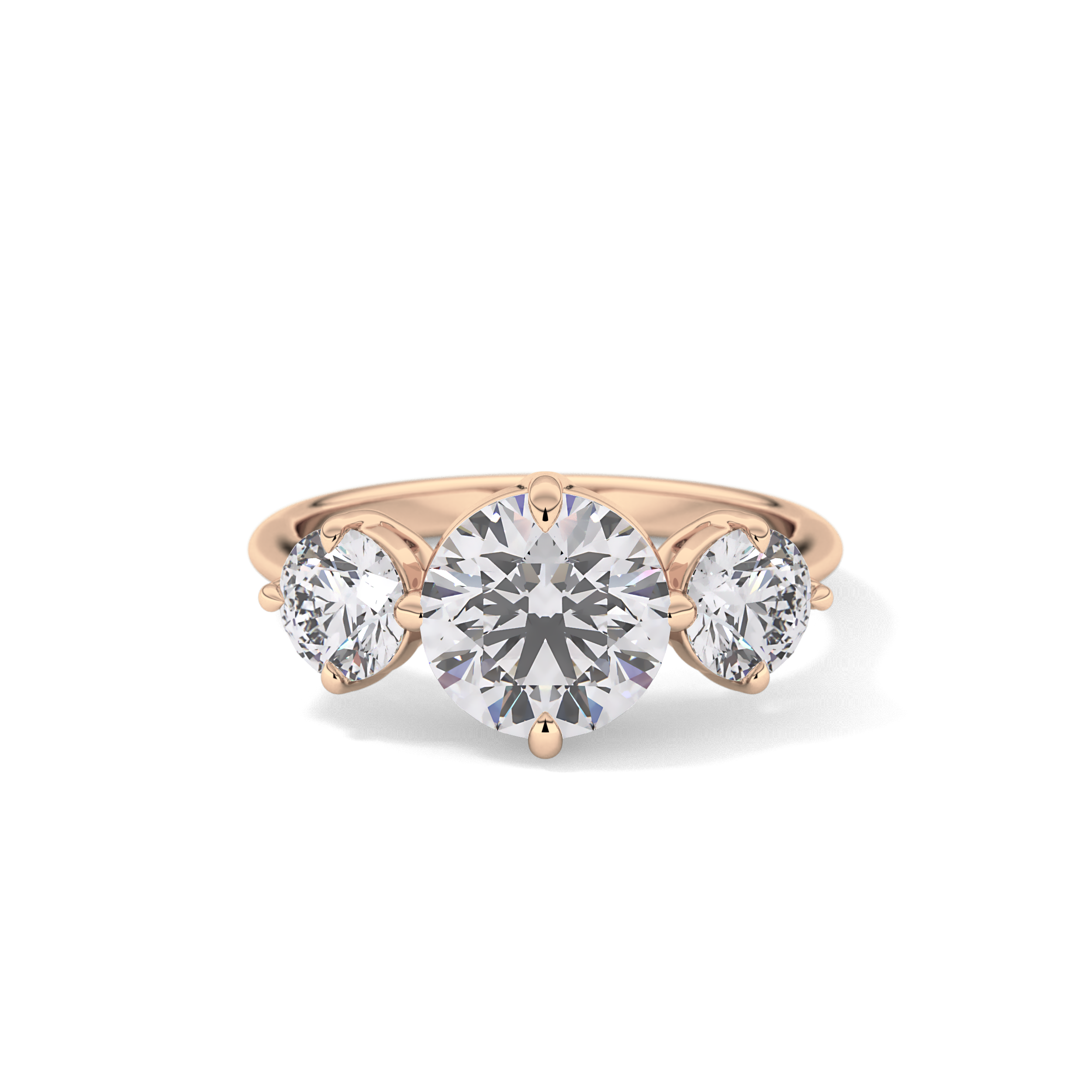 Round Three Stone Lab Grown Diamond Engagement Ring