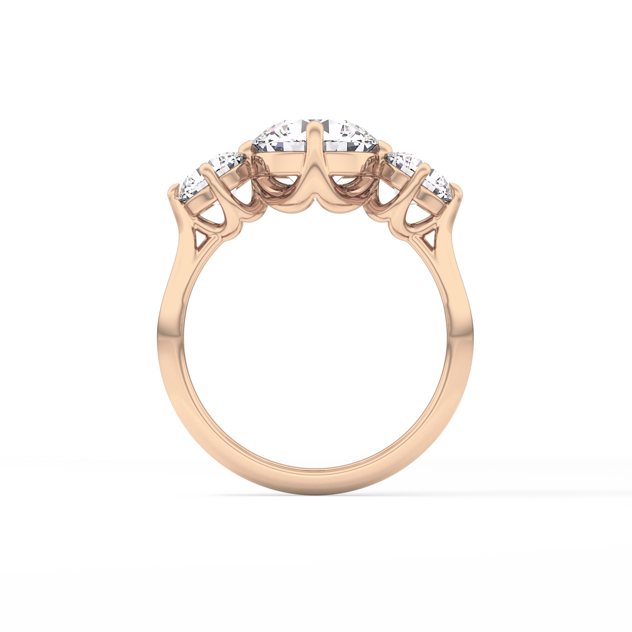 Round Three Stone Lab Grown Diamond Engagement Ring