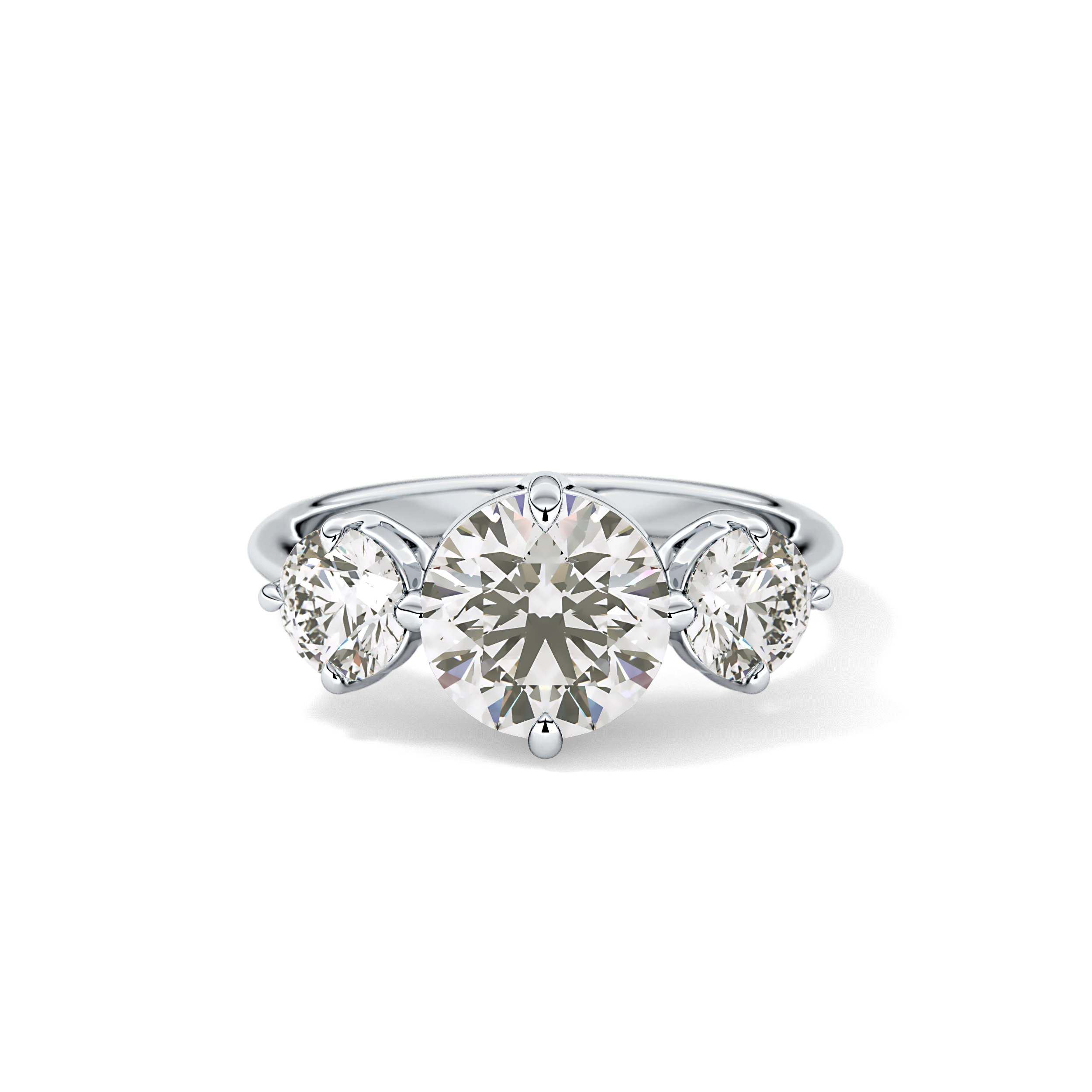 Round Three Stone Lab Grown Diamond Engagement Ring