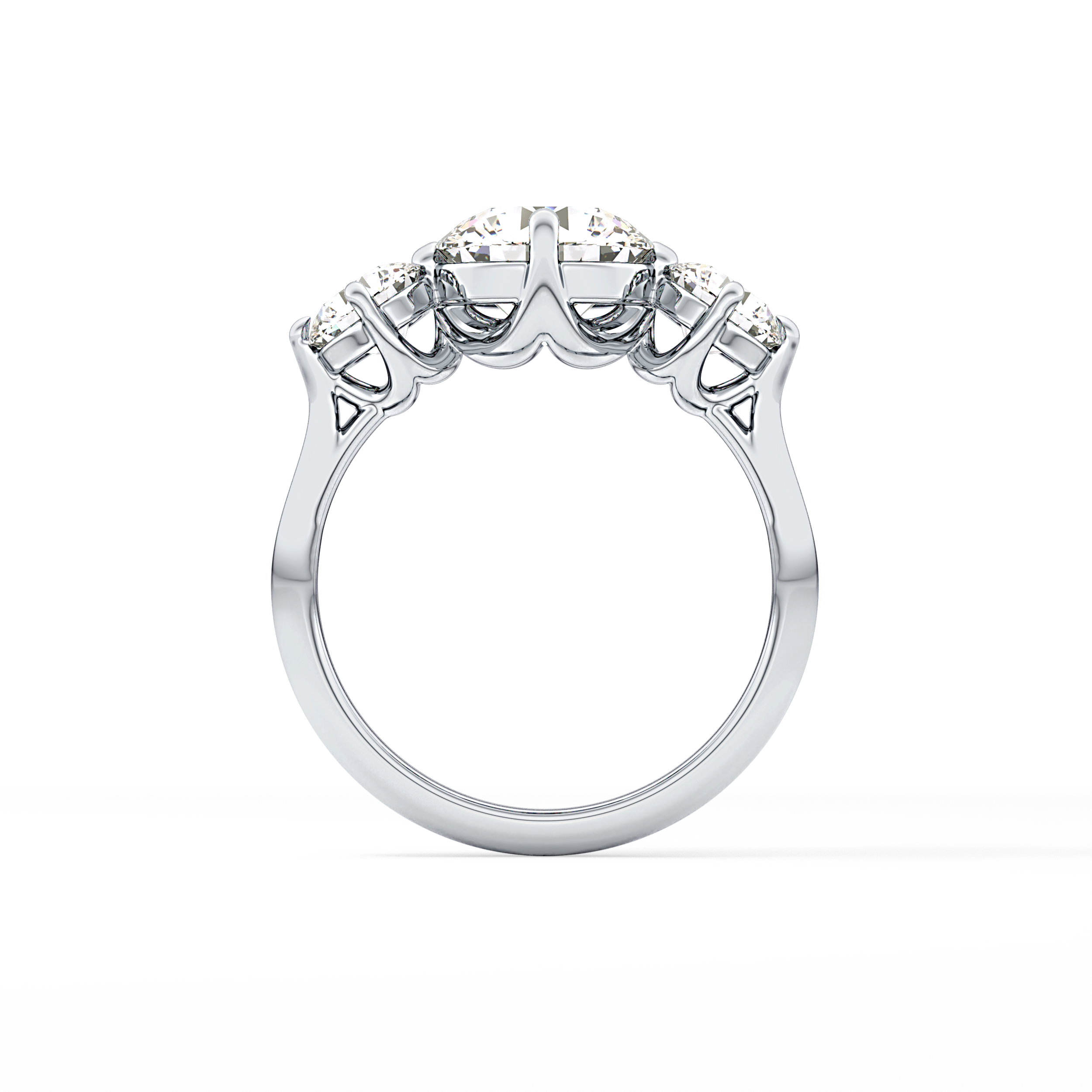 Round Three Stone Lab Grown Diamond Engagement Ring