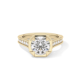 Round Bezel & Channel Pave Lab Grown Diamond Engagement Ring