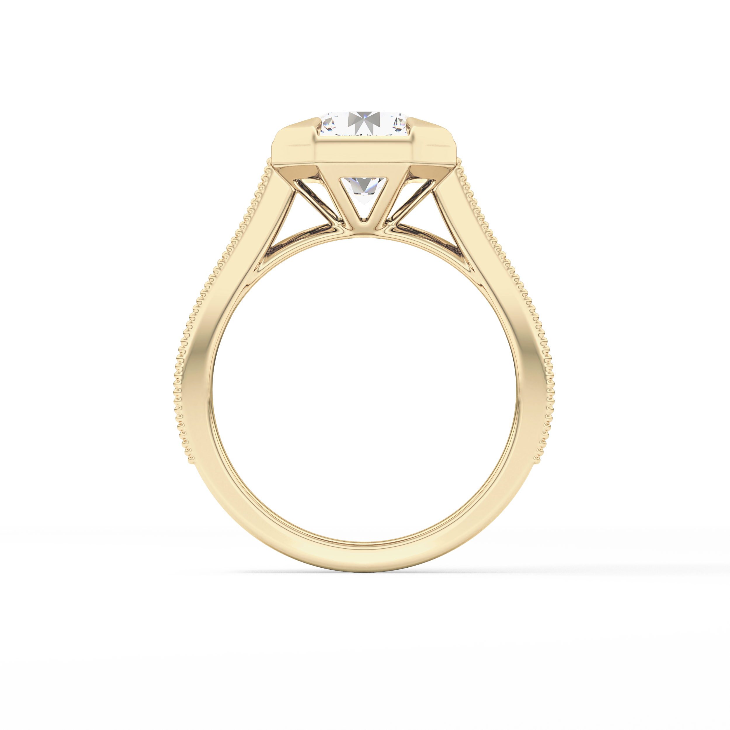 Round Bezel & Channel Pave Lab Grown Diamond Engagement Ring