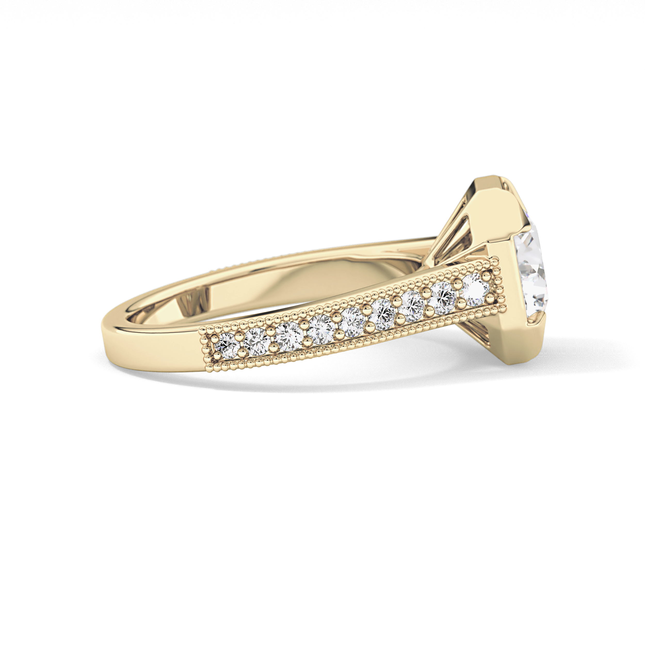 Round Bezel & Channel Pave Lab Grown Diamond Engagement Ring