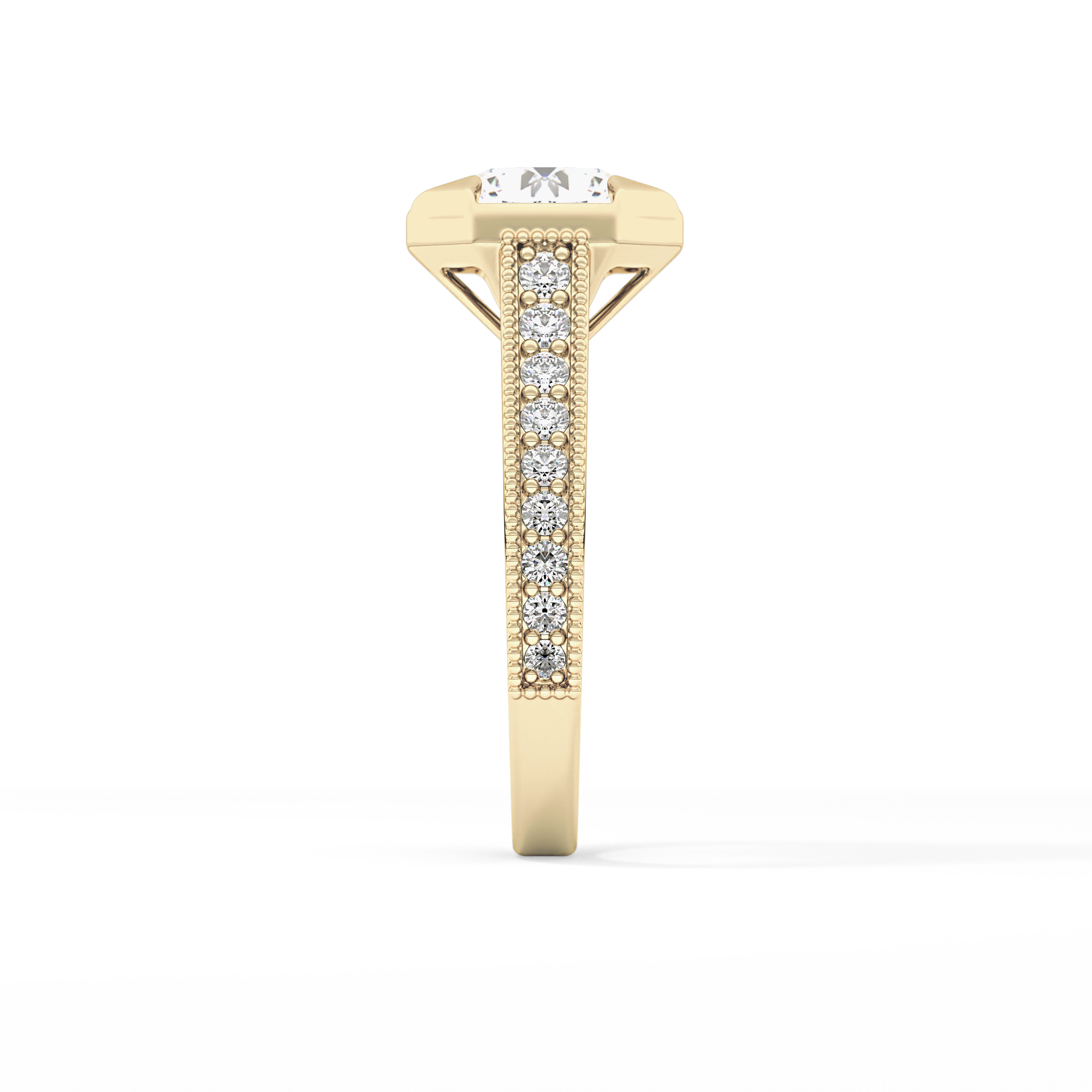 Round Bezel & Channel Pave Lab Grown Diamond Engagement Ring