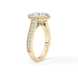 Round Bezel & Channel Pave Lab Grown Diamond Engagement Ring
