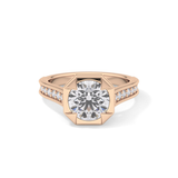 Round Bezel & Channel Pave Lab Grown Diamond Engagement Ring