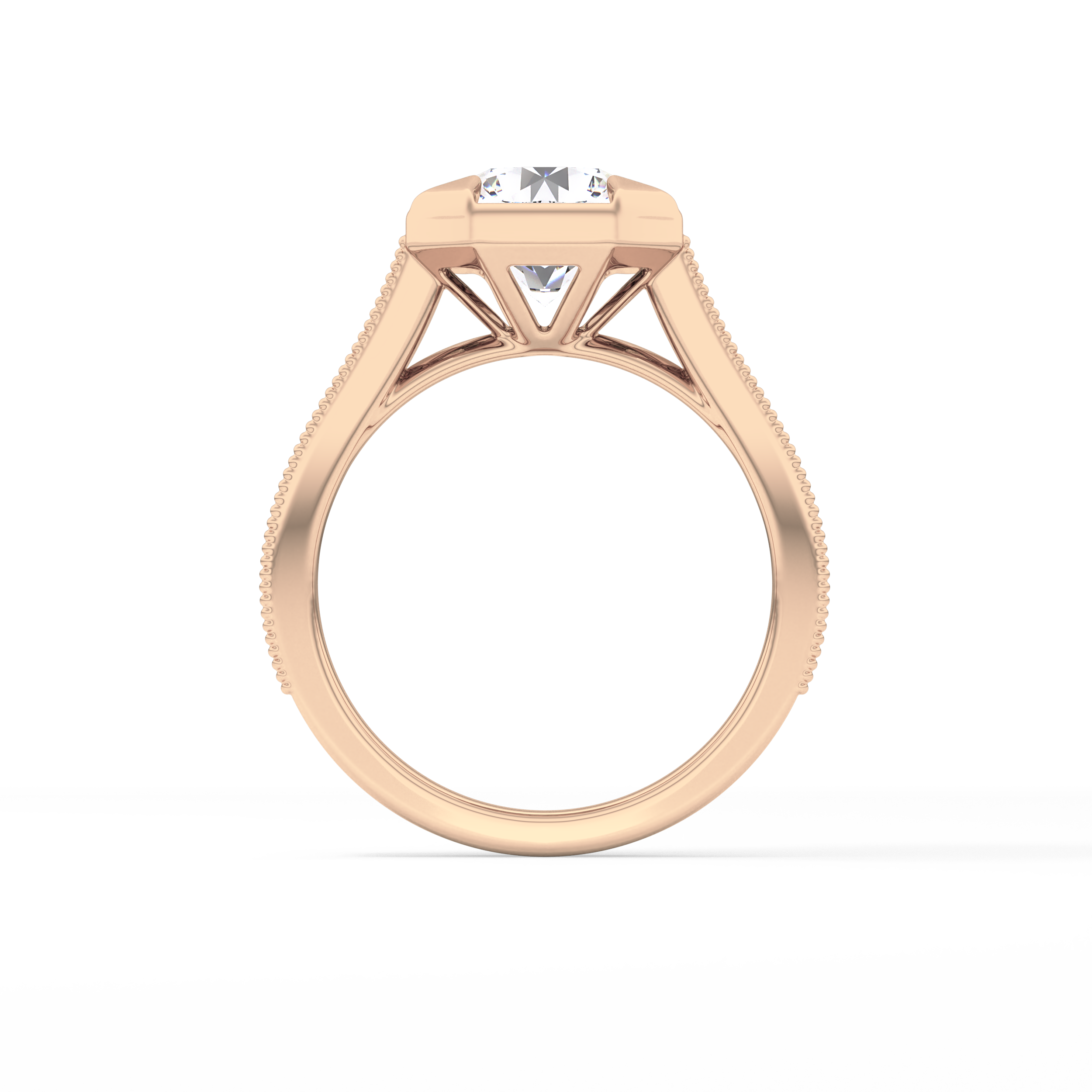 Round Bezel & Channel Pave Lab Grown Diamond Engagement Ring