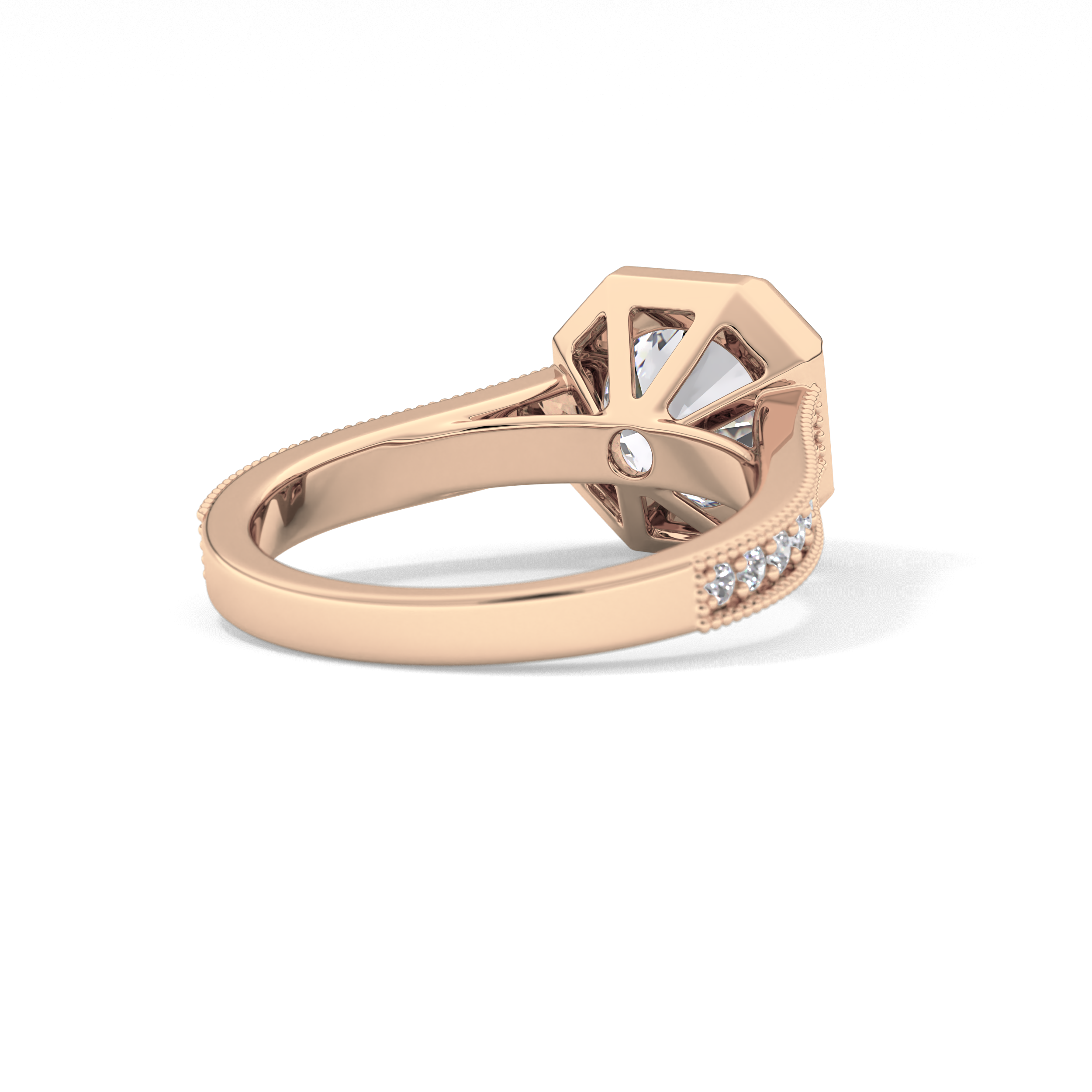 Round Bezel & Channel Pave Lab Grown Diamond Engagement Ring