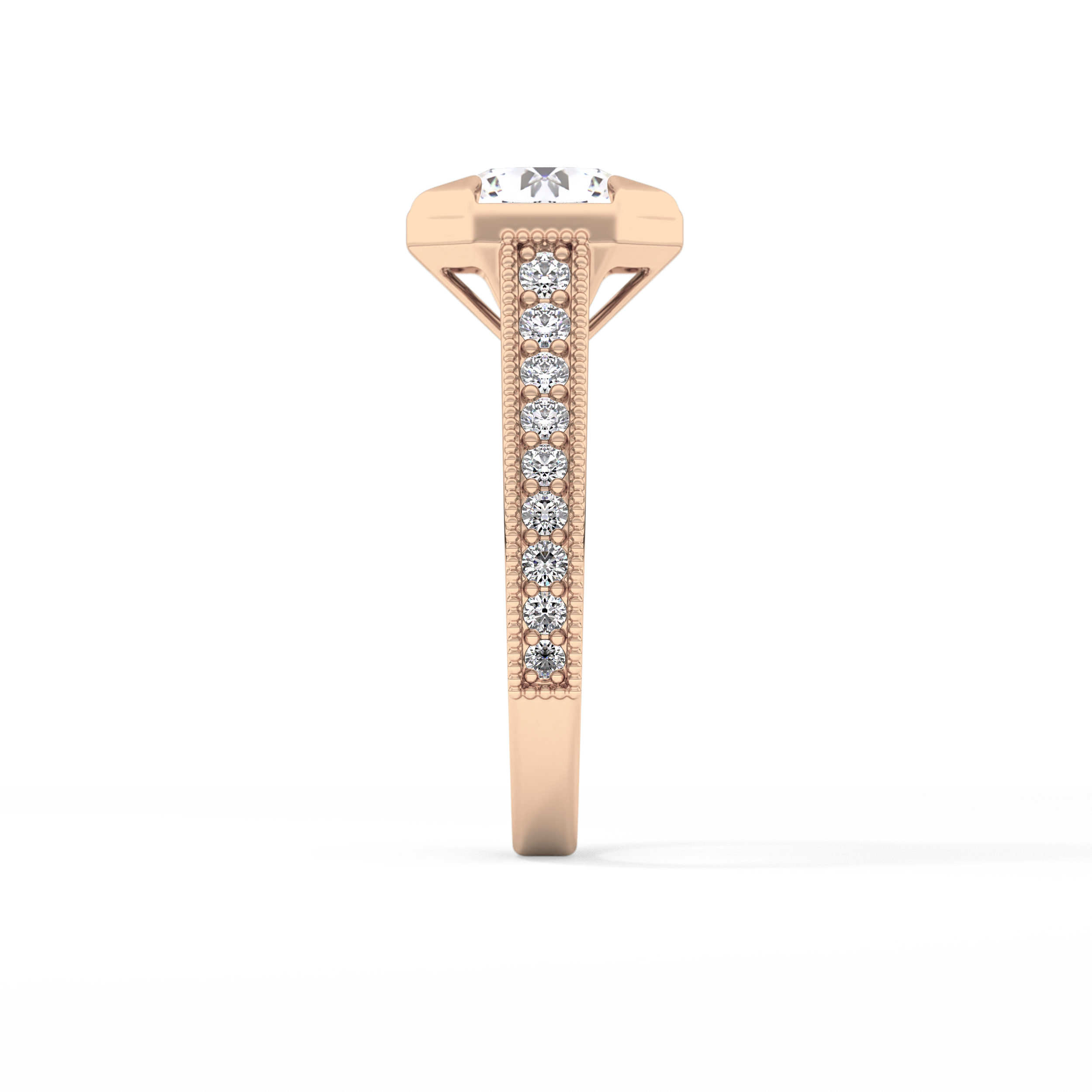 Round Bezel & Channel Pave Lab Grown Diamond Engagement Ring