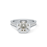 Round Bezel & Channel Pave Lab Grown Diamond Engagement Ring