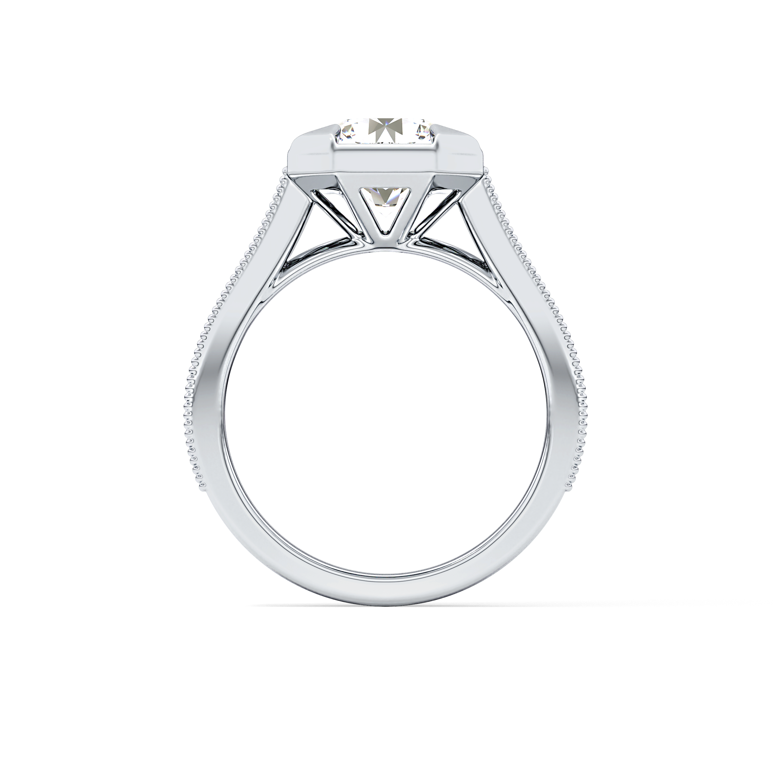 Round Bezel & Channel Pave Lab Grown Diamond Engagement Ring