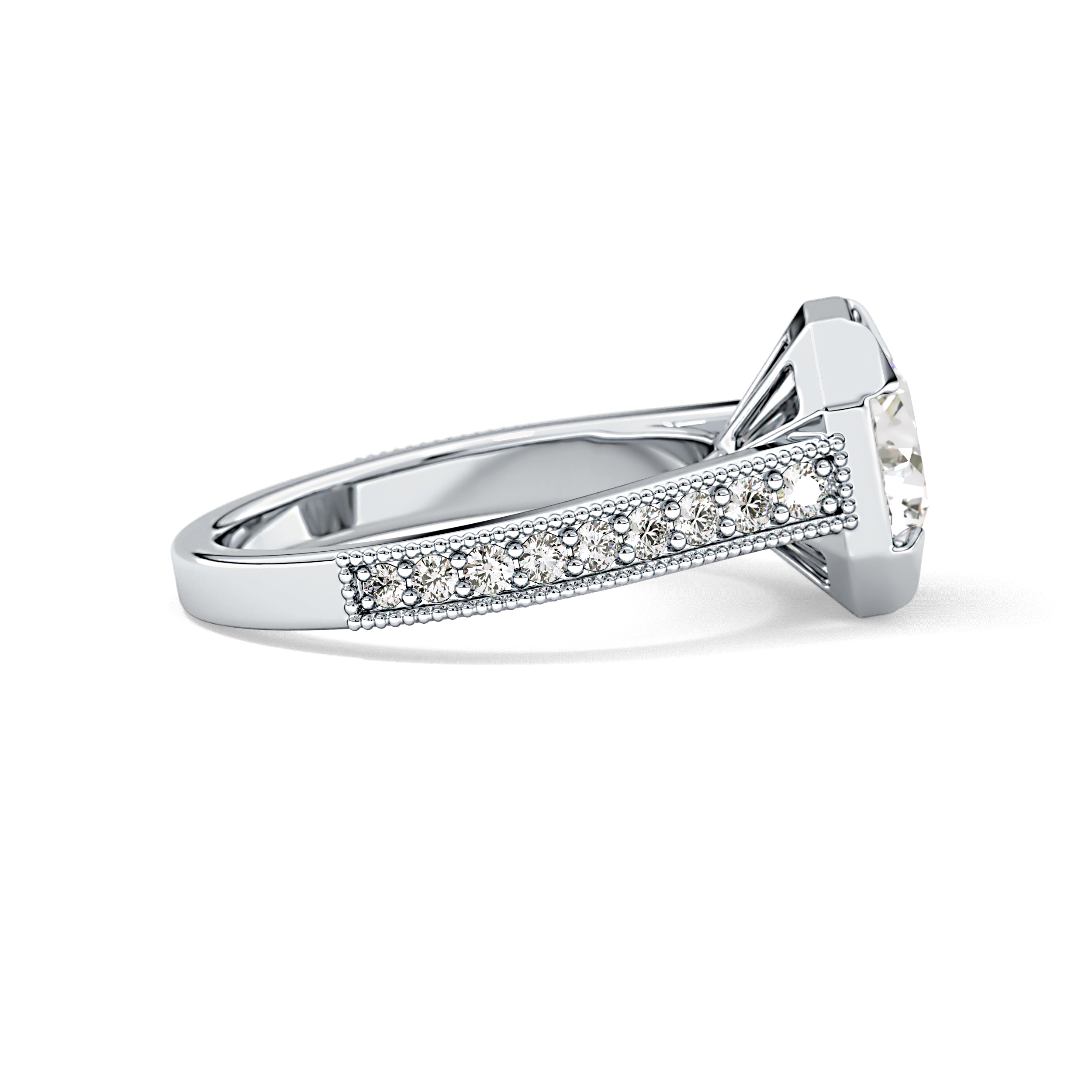 Round Bezel & Channel Pave Lab Grown Diamond Engagement Ring