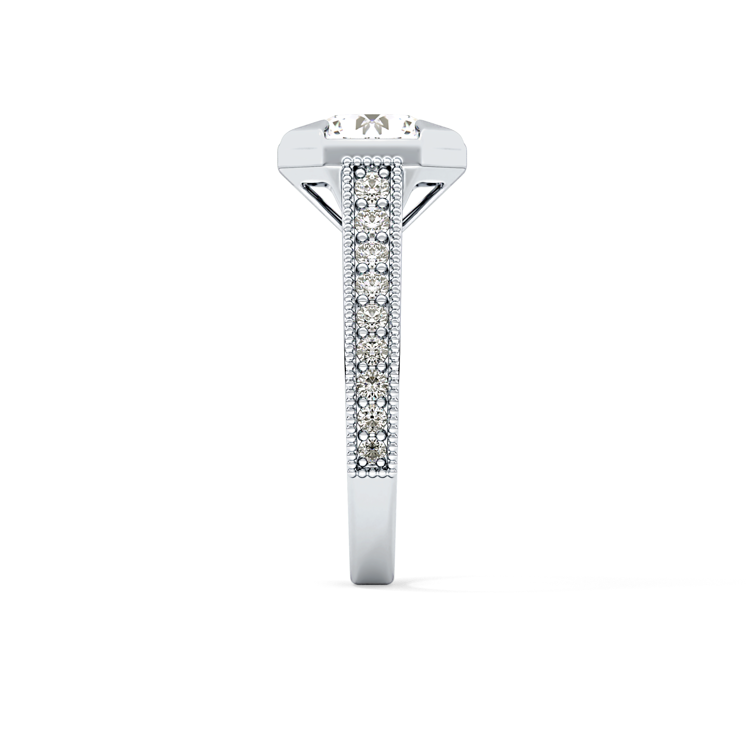 Round Bezel & Channel Pave Lab Grown Diamond Engagement Ring